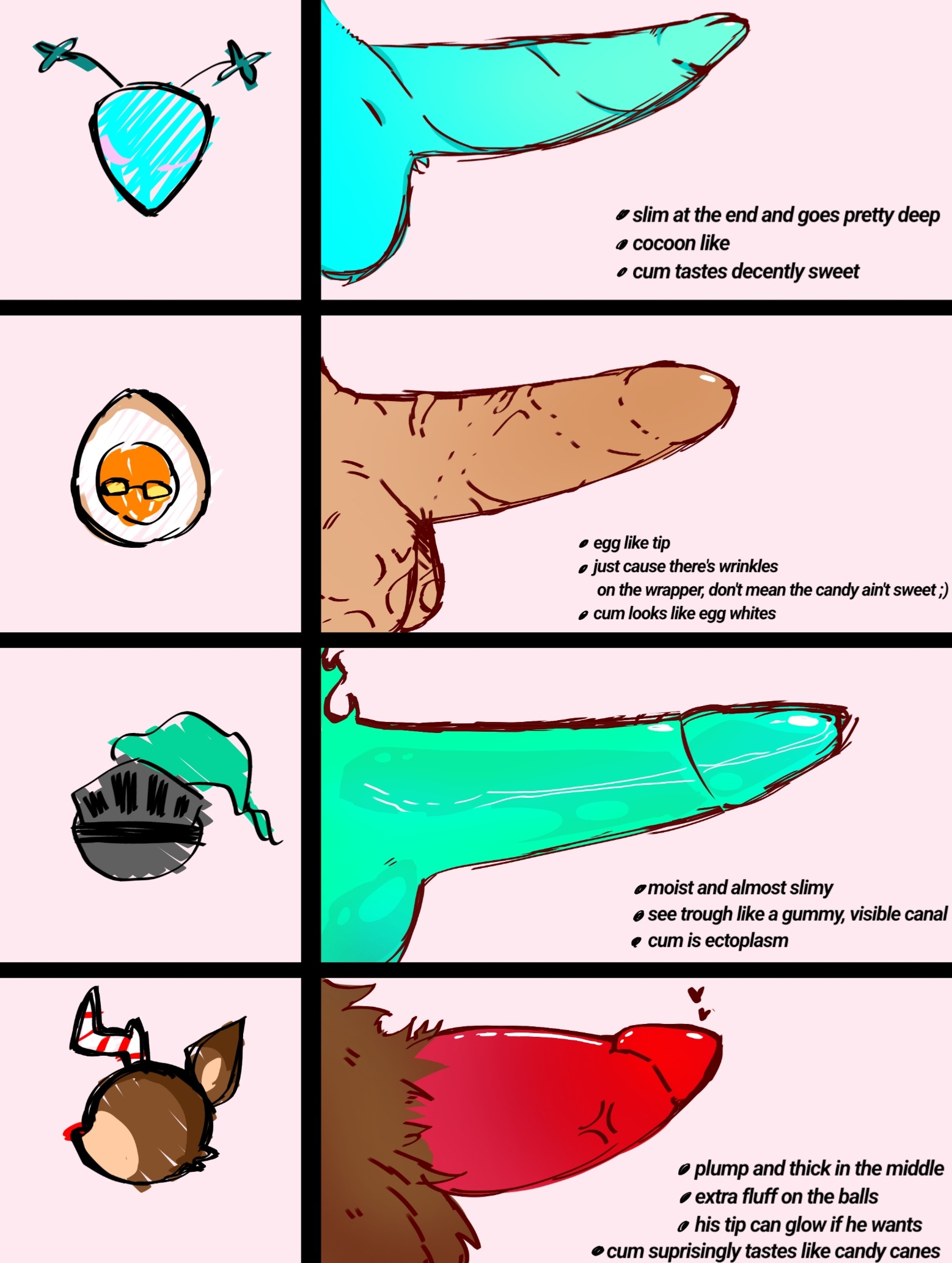 cock, cock comparison, dandy's world, dandys world, dick, eggson (dandy's world), eggson (dandy’s world), flyte (dandy's world), male, penis, penis comparison, pinkdeaddove, rudie (dandy's world), soulvester, soulvester (dandy's world), unusual genitalia, unusual penis