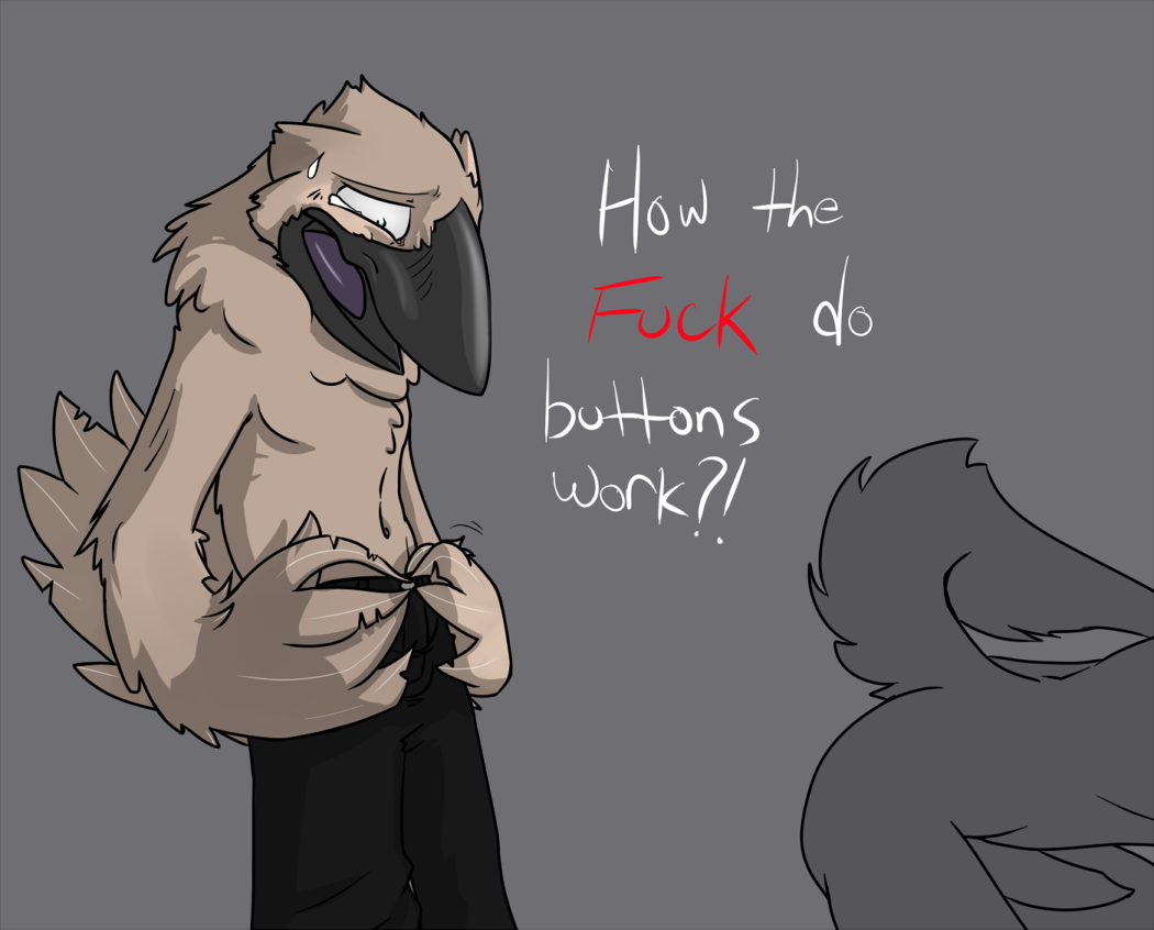 avian bird furgonomics furry furry_only gay male no_humans pants syynx syynx_(character) tongue