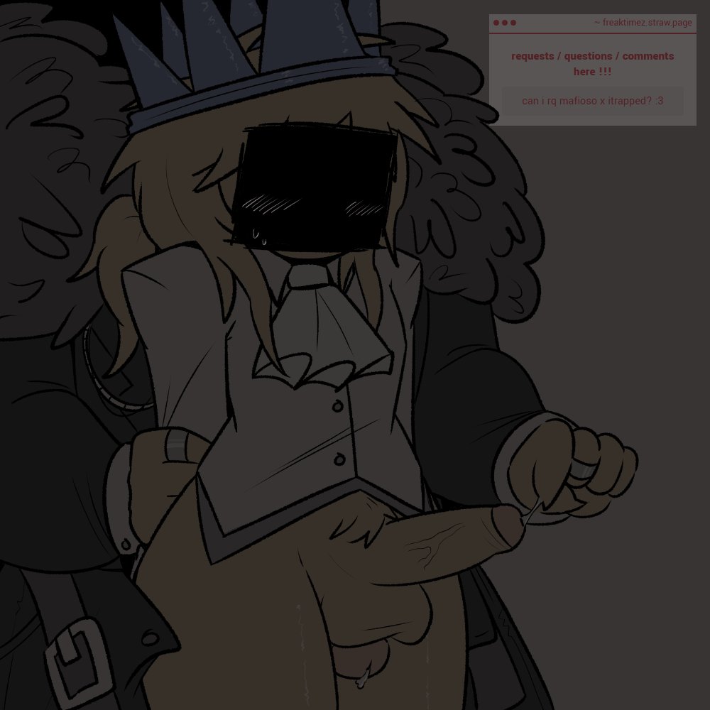 2boys, blue crown, blush, crown, dream game, face covered, foreplay, forsaken (roblox), fur, hat, headwear, itrapped, itrapped (forsaken), mafioso (dream game), male, no pants, penis, playing with penis, precum, precum string, request, ring, ring on finger, roblox, roblox game, robloxian, spawn freak, strawpage request, sweat, sweating, tagme