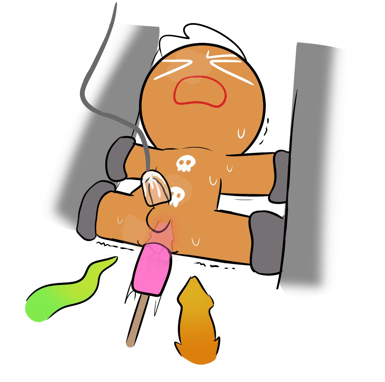 1boy, 2025, anal, anal insertion, anal penetration, breath, breath cloud, breathing, cookie run, cookie run kingdom, cookie run ovenbreak, cookie run: tower of adventures, devsisters, dildo, dildo in ass, gay, gingerbrave, humanoid genitalia, humanoid penis, kuwoesque, male, male only, milking, milking machine, milking penis, musk, musk clouds, penis, penis milking, penis milking machine, solo, solo male, stuck, stuck in wall, sweat, sweating, sweaty, tagme, toys, yaoi