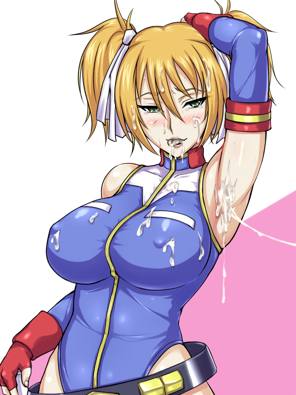 1girls allegro_(artist) arm_up armpit armpit_fetish armpit_sex armpits black_beat blonde_hair breasts clothes cum cum_on_armpit cum_on_body cum_on_upper_body earth_federation erect_nipples female gundam gundam_card_builder human leotard light-skinned_female light_skin military_uniform naughty_face reiko_holinger short_hair solo tied_hair tight_clothes twintails uniform