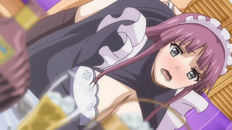 10s 1boy 1girls 2017 animated black_legwear blush bouncing_breasts bra breasts doggy_style female female headdress highres large_breasts long_hair maid maid_apron maid_dress maid_headdress open_clothes panties purple_hair rape tagme thighhighs toriko_no_(series) toriko_no_kusari toya_shiori