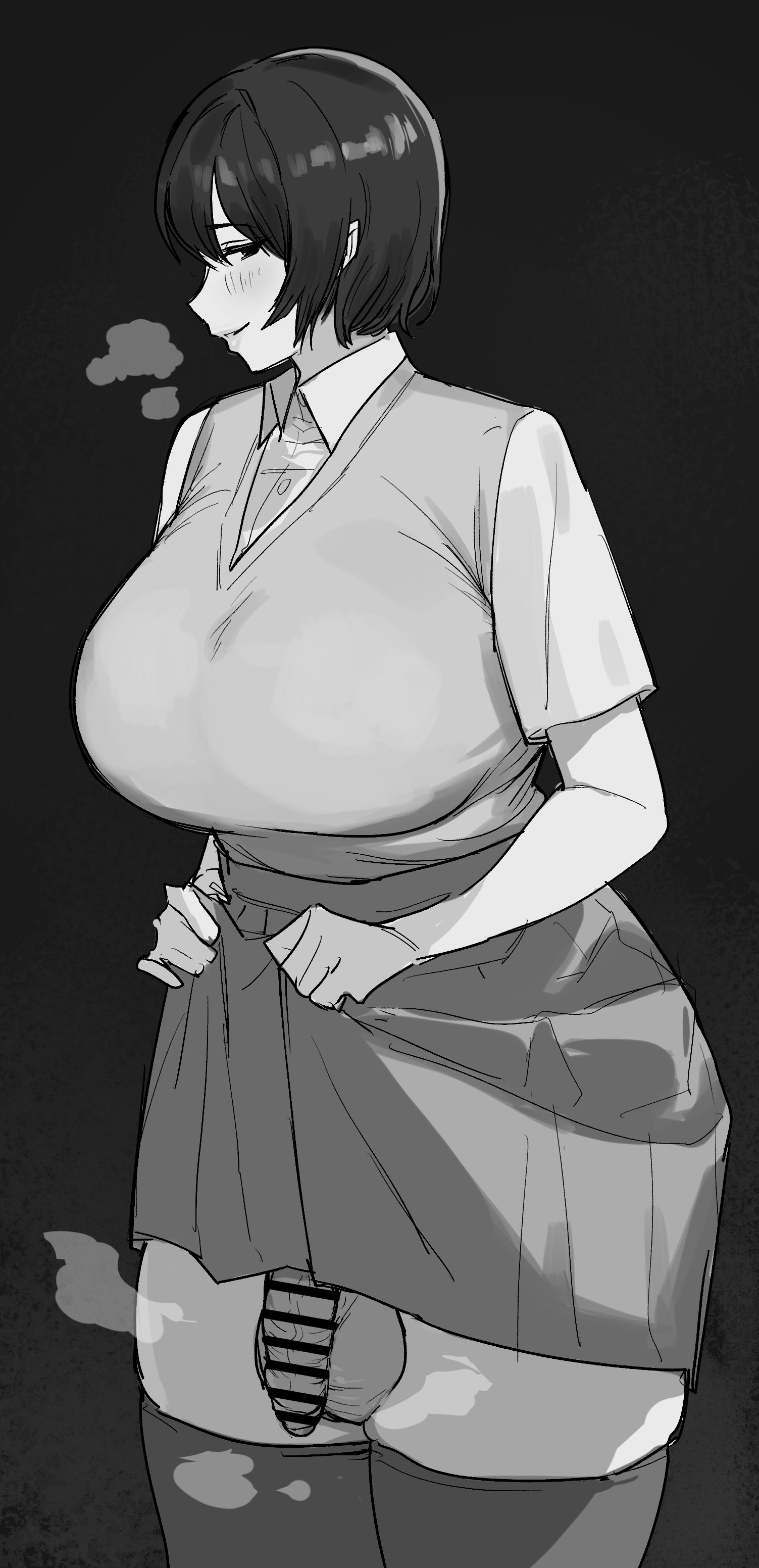 1futa, balls, big breasts, black and white, breasts, busty, curvy, curvy female, curvy figure, dick, female, flaccid, flaccid penis, futa only, futanari, huge breasts, huge cock, intersex, large breasts, massive breasts, penis, takechiyo re, thick, thick thighs, thigh highs, thighhighs, thighs, veiny penis