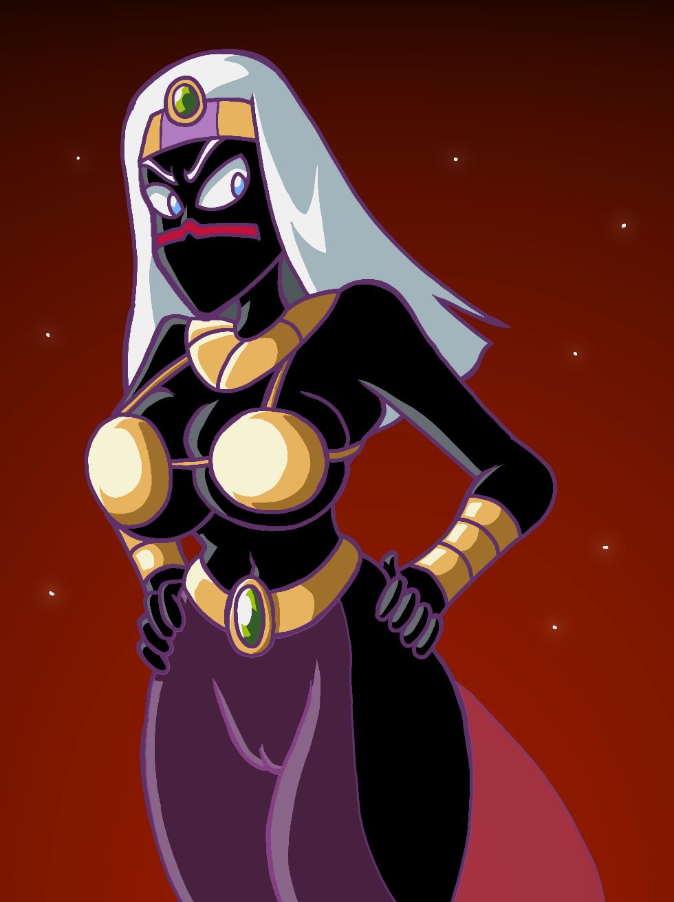2025 alien big_breasts black_body bottomless breasts breasts_squeezed canon_costume dat_tits duck_dodgers going_commando looney_tunes martian_(duck_dodgers) no_panties no_underwear pussy pussy_visible_through_clothes queen_tyr&#039;ahnee red_sky sexy space textless tight_bra tight_topwear uncensored warner_bros warner_brothers white_hair