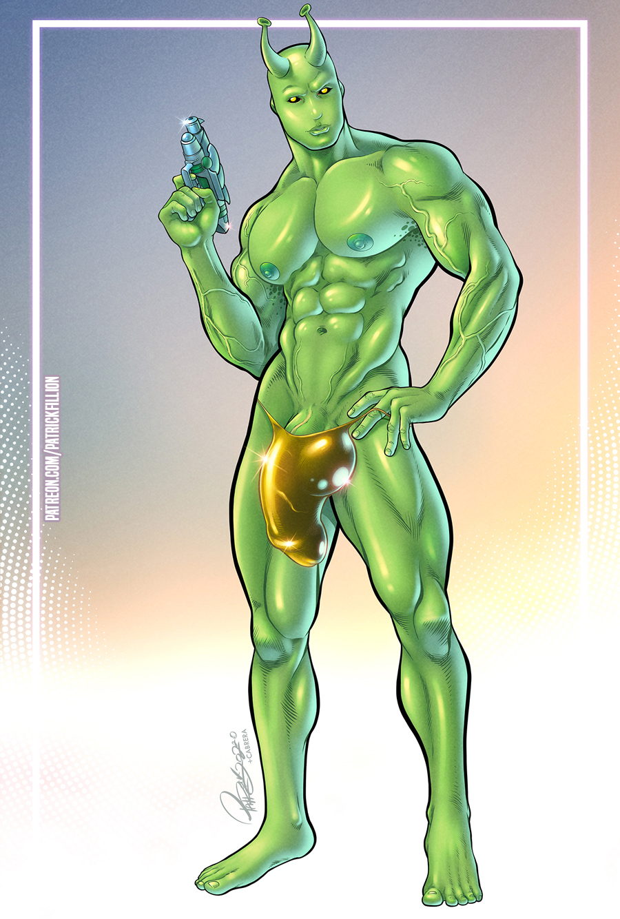 1boy abs alien class_comics green_skin locus male male_focus male_only patrick_fillion solo solo_male thong