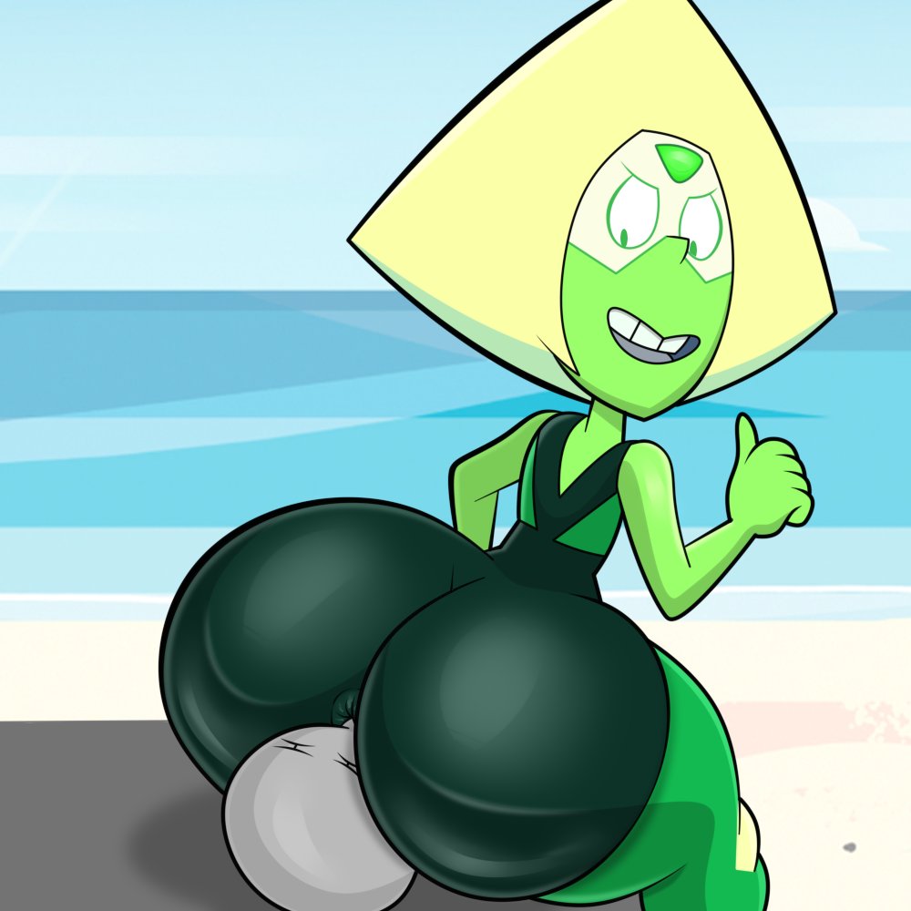 1girls alternate_version_available anon anus anus_outline anus_visible_through_clothes ass ass_focus beach cartoon_network facesitting fartkami fat_ass female female_focus gem_(species) green_body green_skin looking_back nose_in_anus nose_to_anus peridot_(steven_universe) smelling smelling_ass smile smiling sniffing sniffing_anus sniffing_ass steven_universe visor