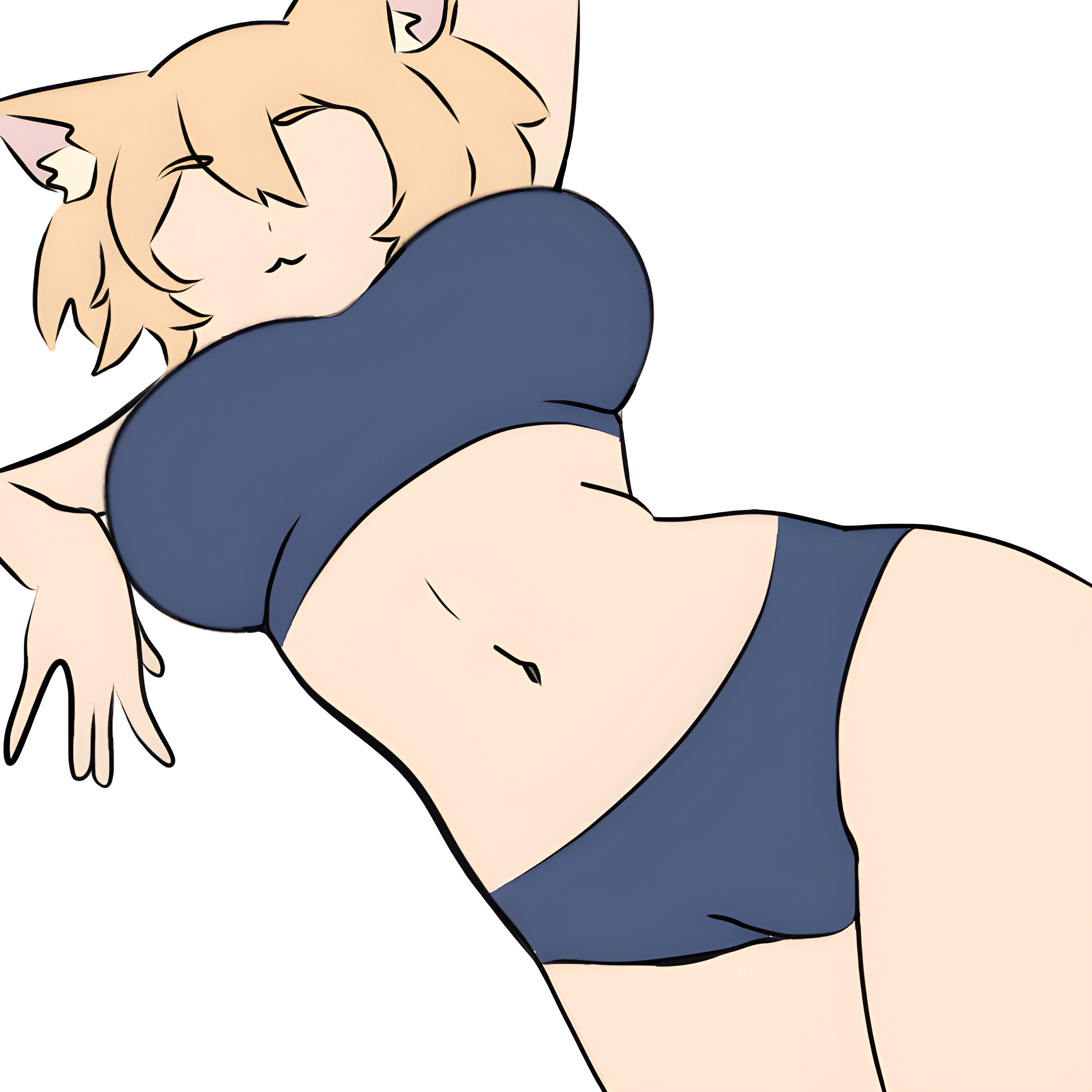 1girls, 2d, anthro, anthro female, anthro only, arcueid brunestud, artist request, cat ears, feline, female, female only, furry ears, melty blood, neco-arc, solo, swimsuit, tsukihime