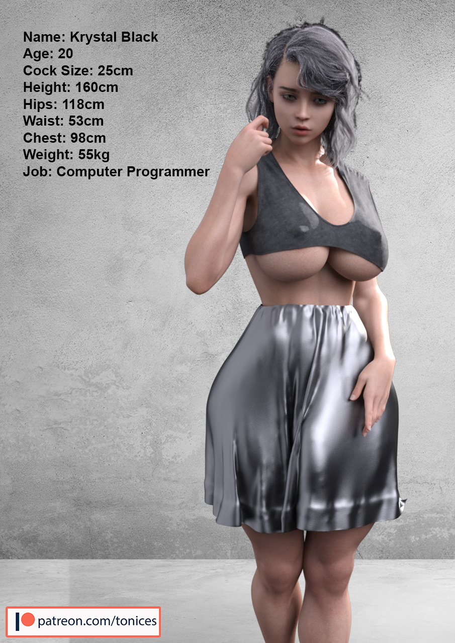 1girls, 3d, ass, big ass, big breasts, bimbo, breasts, busty, character age, character bio, character height, character profile, character sheet, cleavage, curvaceous, curvy, curvy figure, eyelashes, eyes, female, female focus, futa only, futanari, hair, hips, hourglass figure, huge ass, huge breasts, human, intersex, krystal black, large ass, large breasts, legs, light skin, light-skinned female, original, original character, reference sheet, thick, thick hips, thick legs, thick thighs, thighs, three sizes, tonices, top heavy, upper body, voluptuous