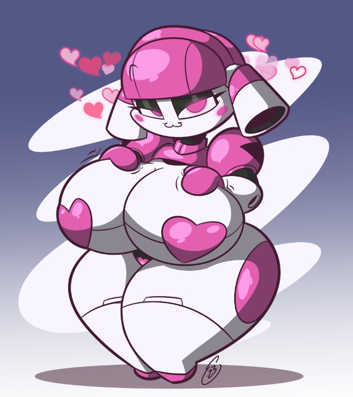 big_breasts breasts ceedoubleu female mya_(dorahden) robot thick_thighs wide_hips