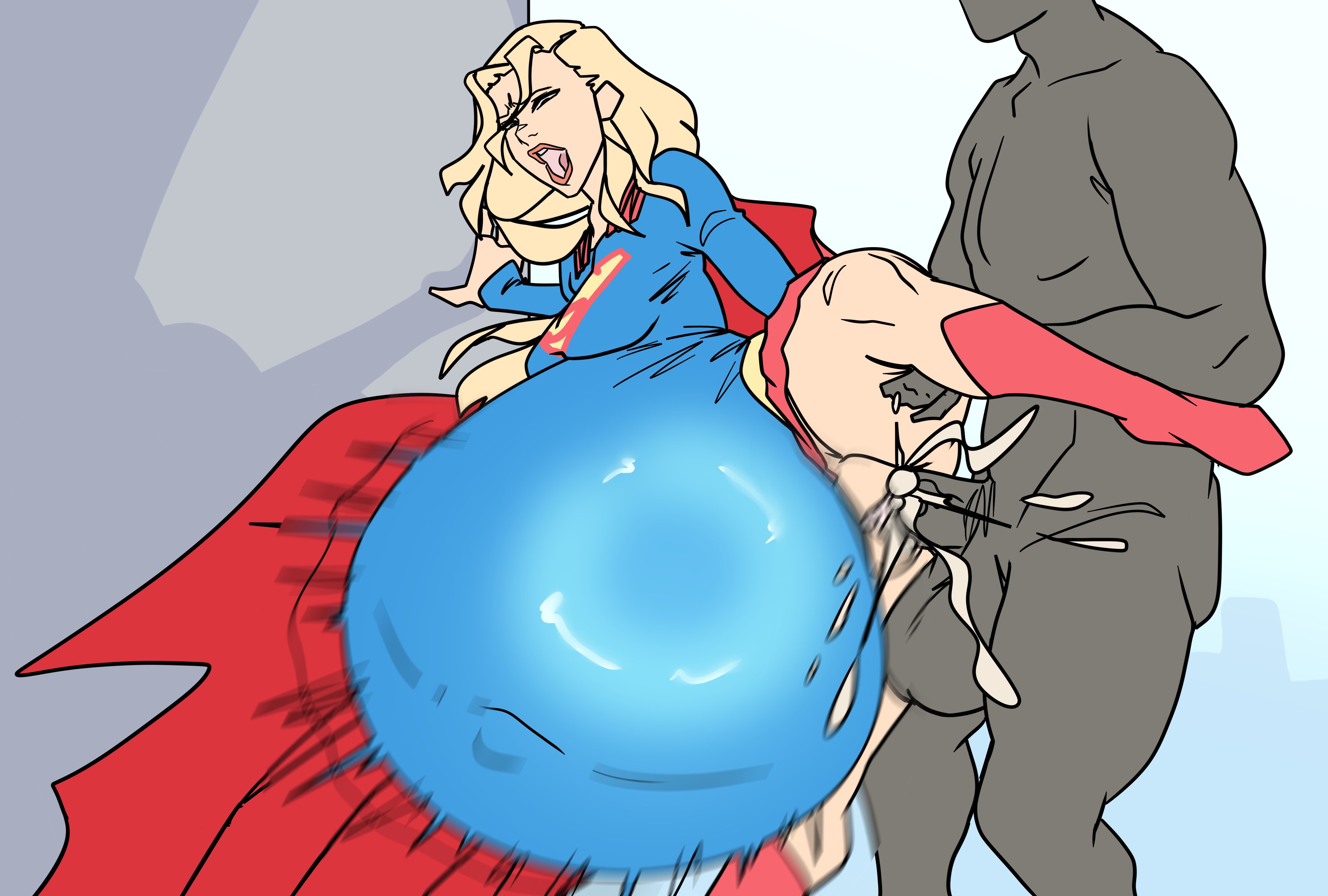 anonymous male, belly, big belly, blonde female, blonde hair, breasts, cum, cum inflated belly, cum inside, cumflated belly, cumflation, dc, dc comics, disproportional, female, heroine, huge belly, hyper belly, hyper cumflation, hyper pregnancy, inflation, large belly, male, massive belly, pregnant, sex, supergirl, superhero costume, superheroine, superman (series), tagme, winterwarning