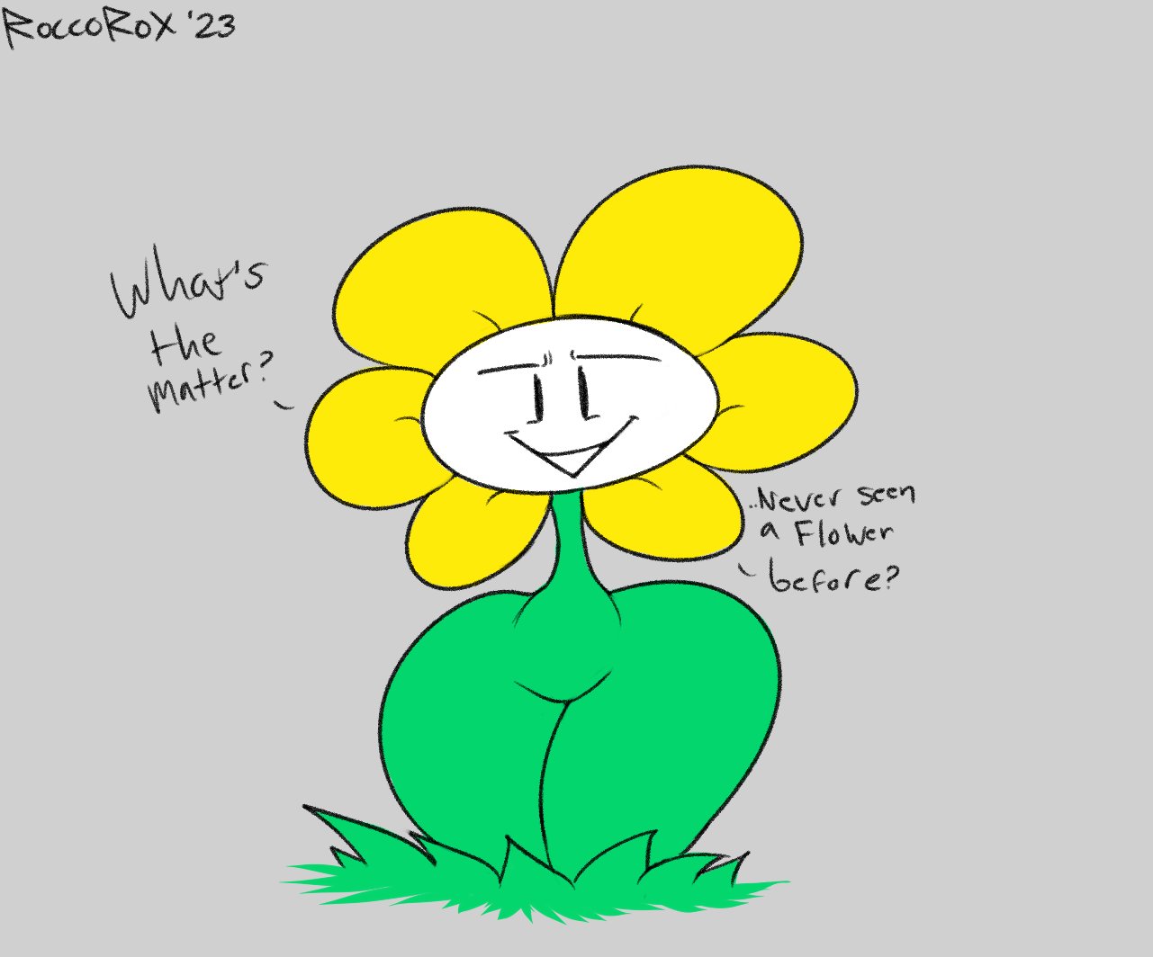 2d english english_text flowey_the_flower flowey_with_nothing_else_but_a_massive_ass roccorox tagme talking text thick_thighs thighs undertale undertale_(series)