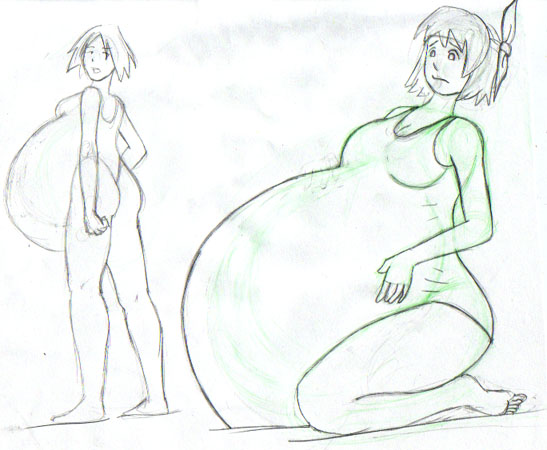 2girls ayane_(doa) christie_(doa) dead_or_alive female female_only full_belly looking_down multiple_prey okc_ohno pyxxyl sketch vore vore_belly