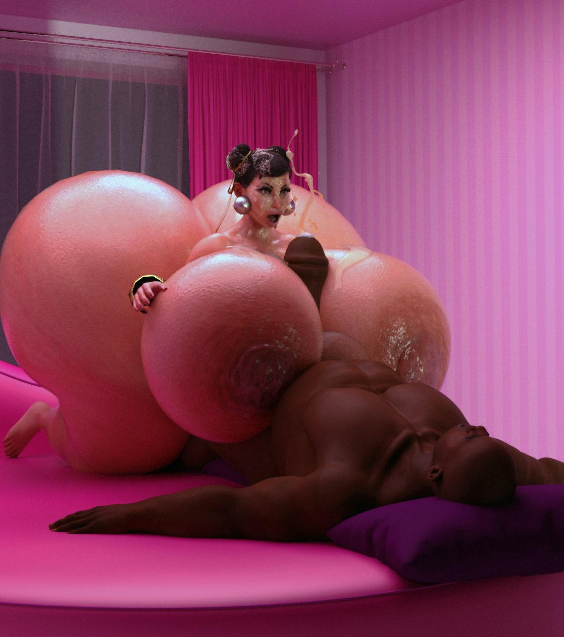 1boy, 1girls, 3d, 3d (artwork), ass, ass bigger than breasts, ass bigger than head, ass bigger than torso, ass body, bare breasts, big ass, big breasts, big butt, big cock, big penis, breasts, breasts bigger than head, brown hair, brunette hair, capcom, chun-li, cock, cum, cum on breasts, cum on face, dark skin, dark-skinned male, enormous ass, enormous breasts, enormous butt, exposed breasts, fat ass, fat butt, female, giant breasts, gigantic ass, gigantic breasts, gigantic butt, huge ass, huge breasts, huge butt, hyper, hyper ass, hyper breasts, hyper butt, interracial, jackd22, large ass, large breasts, large butt, male, massive ass, massive breasts, massive butt, paizuri, penis, street fighter, street fighter 6, tagme, thick thighs, thighs