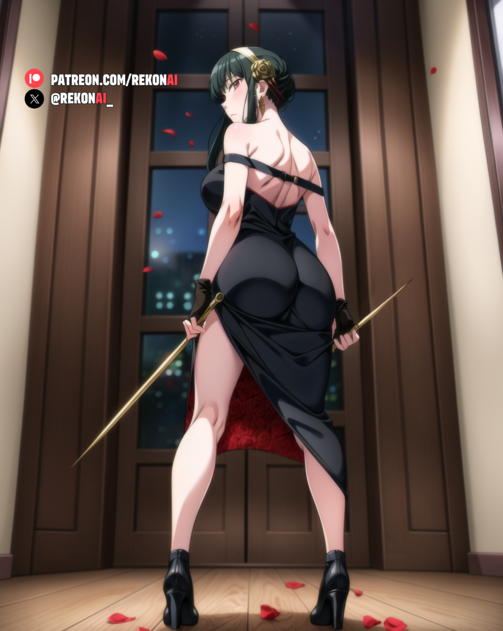 1girls 2d ai_generated ass ass_focus big_ass big_belly big_breasts big_butt black_dress black_hair blush bubble_ass bubble_butt dat_ass dress female female_focus female_only female_protagonist from_behind from_behind_position gloves hair_ornament heels huge_ass huge_breasts huge_butt indoors large_ass large_breasts light-skinned light-skinned_female light_skin looking_at_viewer looking_back medium_breasts night open_legs pale-skinned_female pale_skin ready_to_fight red_eyes rekonai shounen_jump spy_x_family standing tagme thick thick_ass thick_hips thick_legs thick_thighs tight_clothes tight_clothing tight_dress tight_fit uncensored wide_hips wide_spread_legs wide_thighs yor_briar yor_forger