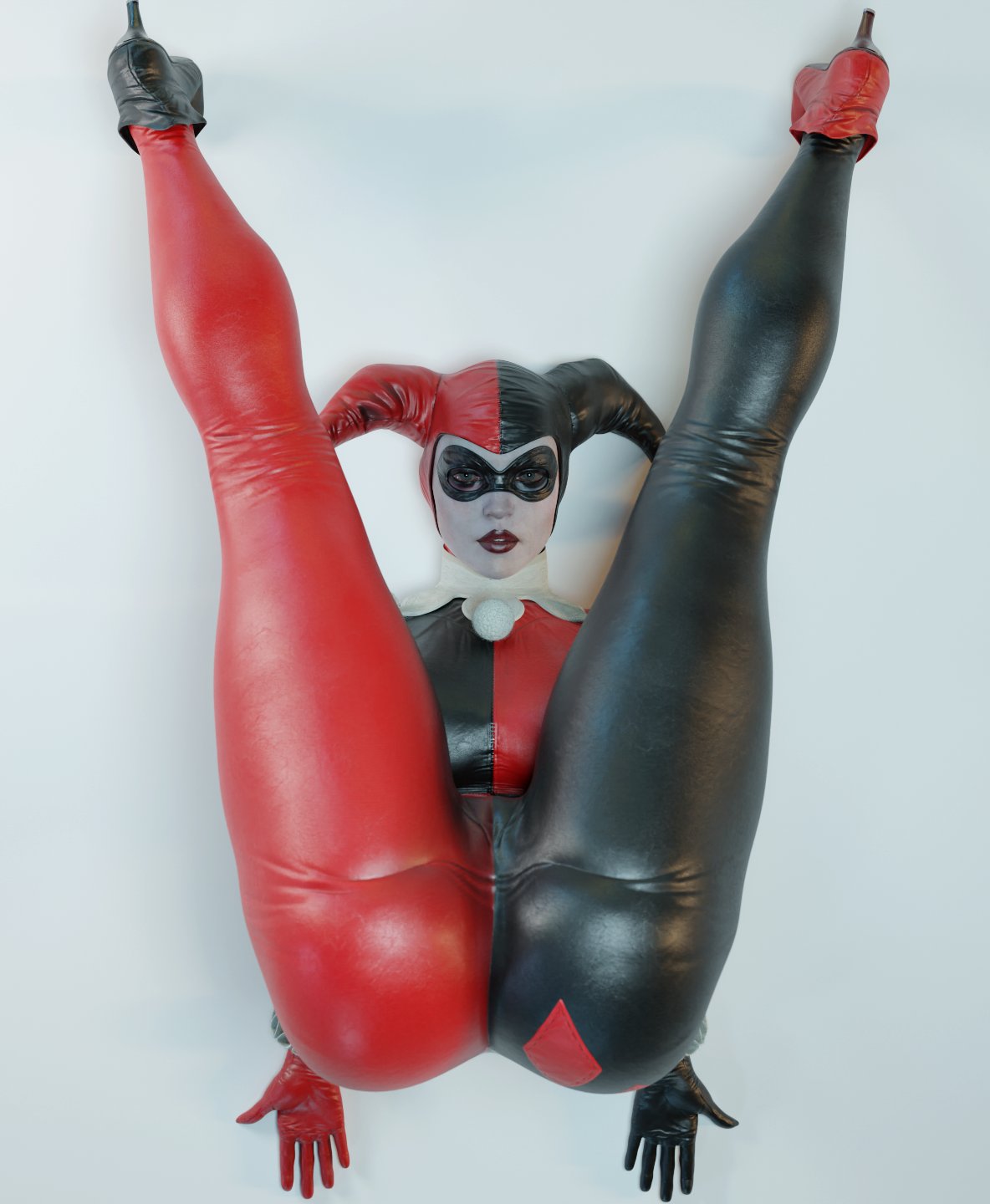 1girls, 3d, 3d (artwork), ass, batman (series), batman: arkham knight, big ass, big breasts, bodysuit, breasts, bubble ass, bubble butt, busty, dc, dc comics, eyes, female, female only, harley quinn, harley quinn (classic), harley quinn (injustice), hourglass figure, injustice 2, large breasts, legs, light skin, light-skinned female, lips, smitty34, solo, thick legs, thick thighs, villain, villainess, voluptuous