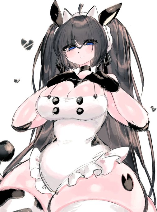 big breasts, blush, breasts, cleavage, cow ears, cow girl, female, leotard, miltank, nintendo, pokemon, pokemon (species), smug, thick thighs, thighhighs, thighs, usa37107692