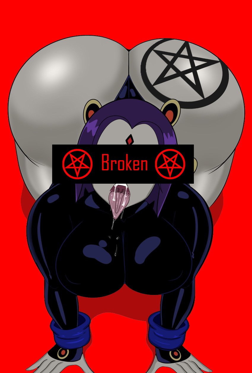 1girls ass big_ass big_breasts big_tongue bodysuit breast_squish breasts censor_bar censored censored_eyes coldarsenal dc dc_comics edit fat_ass female female_focus female_only gameoveredits goth grey_skin huge_ass huge_breasts huge_tongue large_ass massive_ass pentagram purple_hair rachel_roth raven_(dc) round_ass solo teen_titans thick_ass thick_thighs third-party_edit tight_clothing tongue tongue_out wide_hips