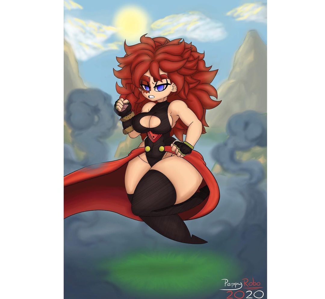 1girls 2020 boob_window breast_window commission commission_art commissions_open female flying leotard original original_character original_characters peppyrobo red_hair superpowers