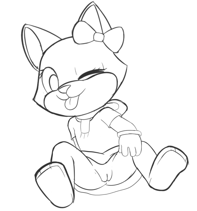 cat_ears chibi feline furry line_art pancake_(toontown) pussy tongue_out toontown_cat toontown_corporate_clash toontown_online toony yosa8800