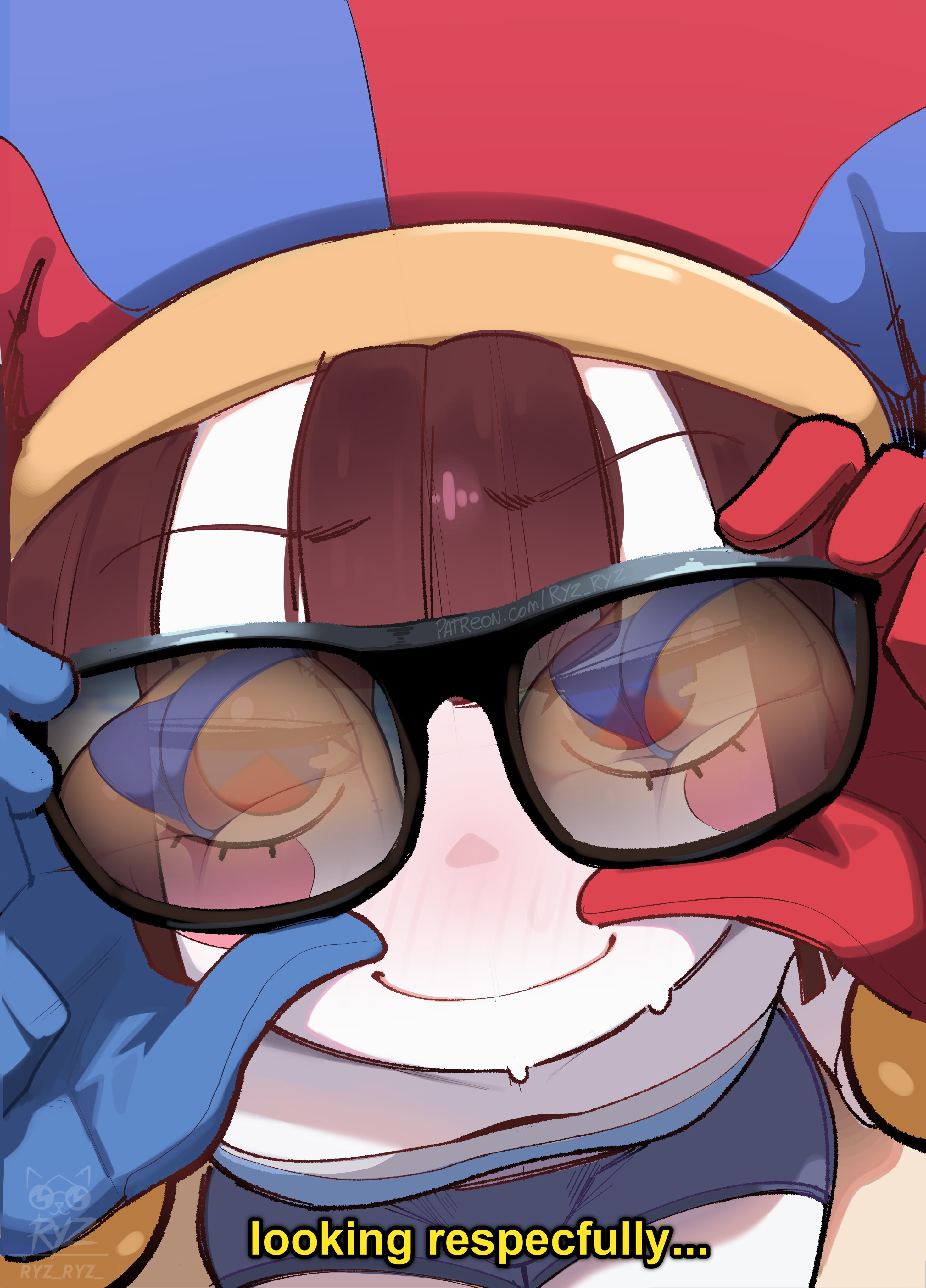 1futa, 1girls, big ass, bikini, bulge, clothing, eyewear, female, futanari, human, pale skin, pomni (beach outfit), pomni (the amazing digital circus), ragatha (the amazing digital circus), ragdoll, reflection, ryz ryz, sunglasses, swimsuit, swimwear, tagme, the amazing digital circus, thick thighs, thighs