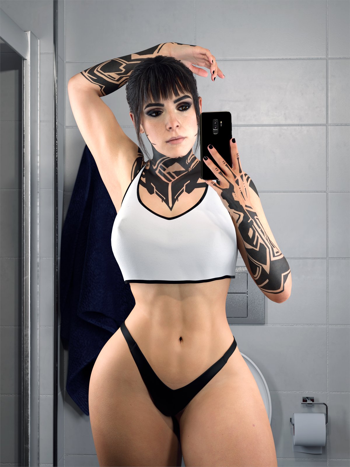 1female, 1girls, 3d, 3d (artwork), call of duty, emma kagan, female, female focus, female only, fit, fit female, light skin, light-skinned female, tatoos, tattoo, thick thighs, thighs, toned, toned body, toned female, word2