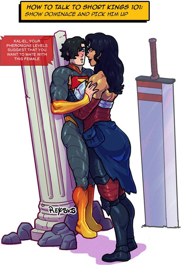 absolute dc, absolute superman, absolute wonder woman, dc, dc comics, femdom, height difference, holding partner, kal-el, malesub, muscular female, picking up, rysketches, superman, superman (series), wonder woman, wonder woman (series)