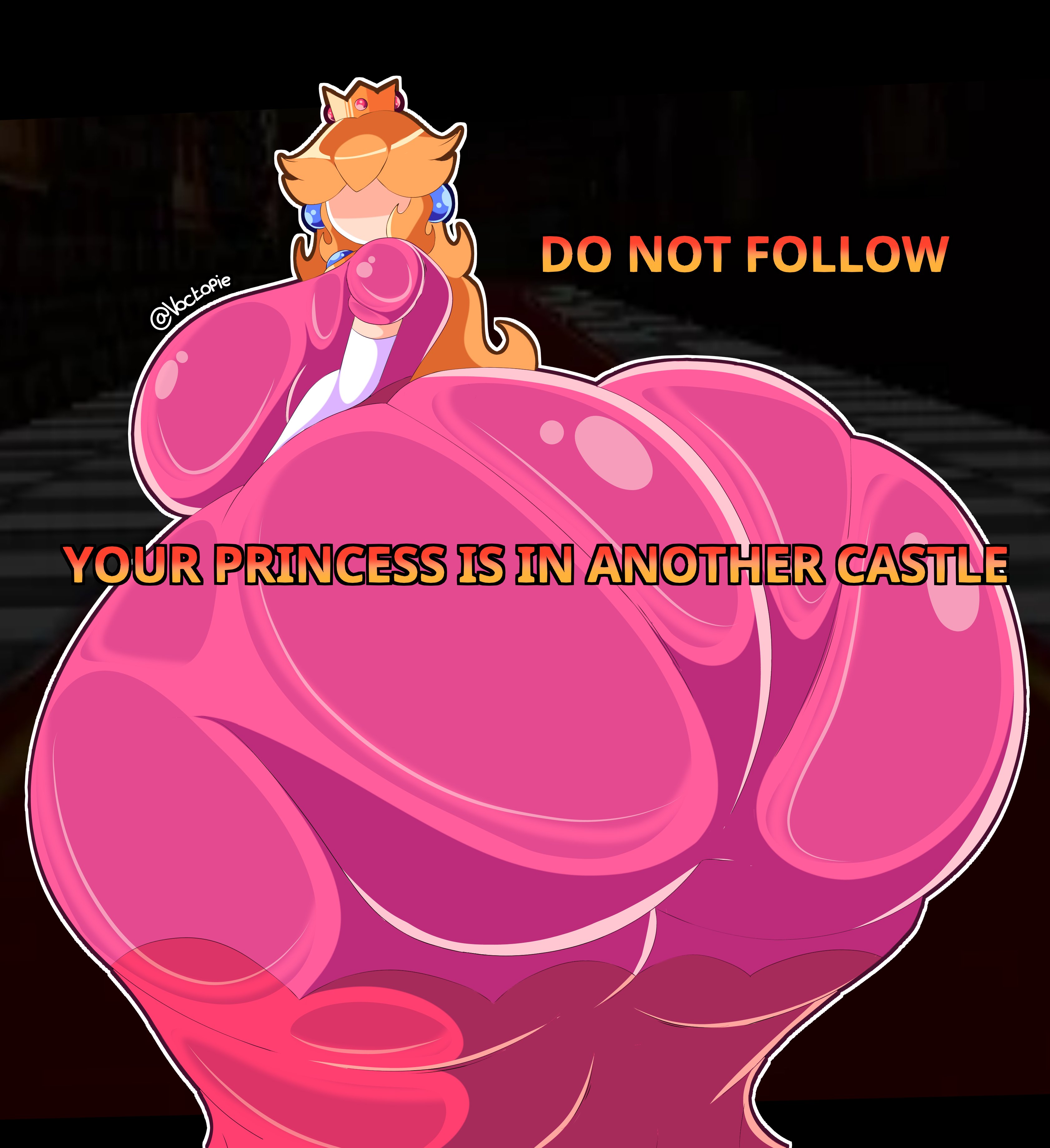 ass, ass bigger than body, ass bigger than breasts, ass bigger than head, ass bigger than torso, ass focus, b3313, big ass, big breasts, big butt, big thighs, bottomless, bottomless female, breasts, breasts bigger than head, breasts bigger than torso, bubble ass, bubble ass (female), bubble butt, bubble butt (female), creepypasta, crown, curvy, curvy body, curvy female, curvy figure, dress, faceless, faceless female, female, female focus, female only, ghost, ghost girl, gigantic ass, gigantic breasts, gigantic butt, gigantic thighs, gloves, hair, house of horrorbrews, huge ass, huge breasts, huge butt, huge thighs, hyper, hyper ass, hyper breasts, hyper butt, hyper thighs, large ass, large breasts, large butt, large thighs, light-skinned female, long hair, looking at viewer, looking back, mario (series), massive ass, massive breasts, massive butt, massive thighs, nightmare waifu, nintendo, pantylines, pink clothes, pink clothing, pink dress, princess peach, princess peach ghost (super mario 64 b3313), solo, solo female, solo focus, super mario 64, super mario 64 b3313, text, thick, thick ass, thick legs, thick thighs, thighs, tight, tight clothes, tight clothing, tights, voctopie, voluptuous, voluptuous female, white gloves, yellow hair
