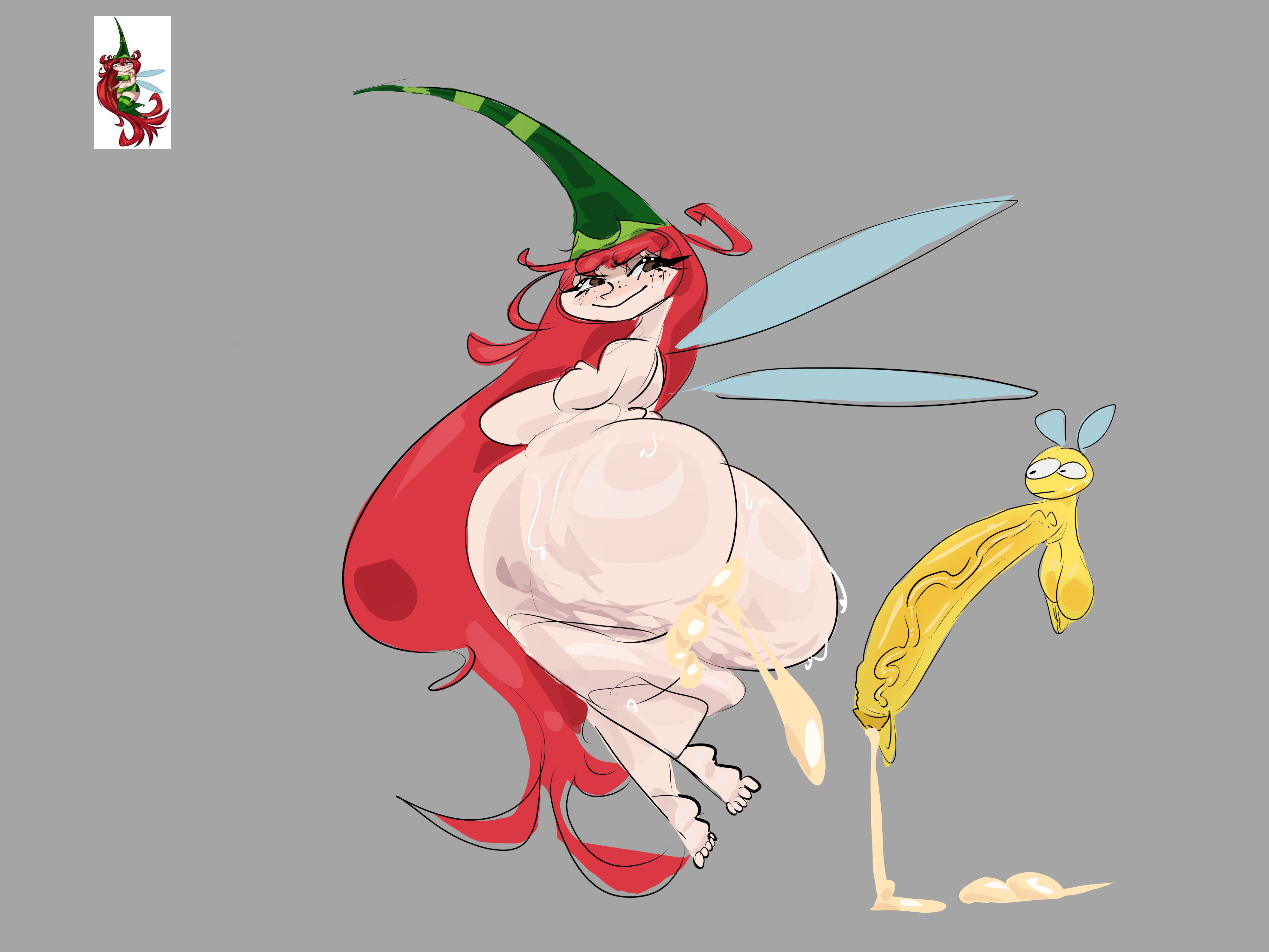 4:3, betilla (rayman), cellulite, cum, greaseyhair, huge ass, hyper penis, nymph (rayman), penis bigger than body, rayman (series), rayman origins, thick thighs, ubisoft, wide hips, yellow cum