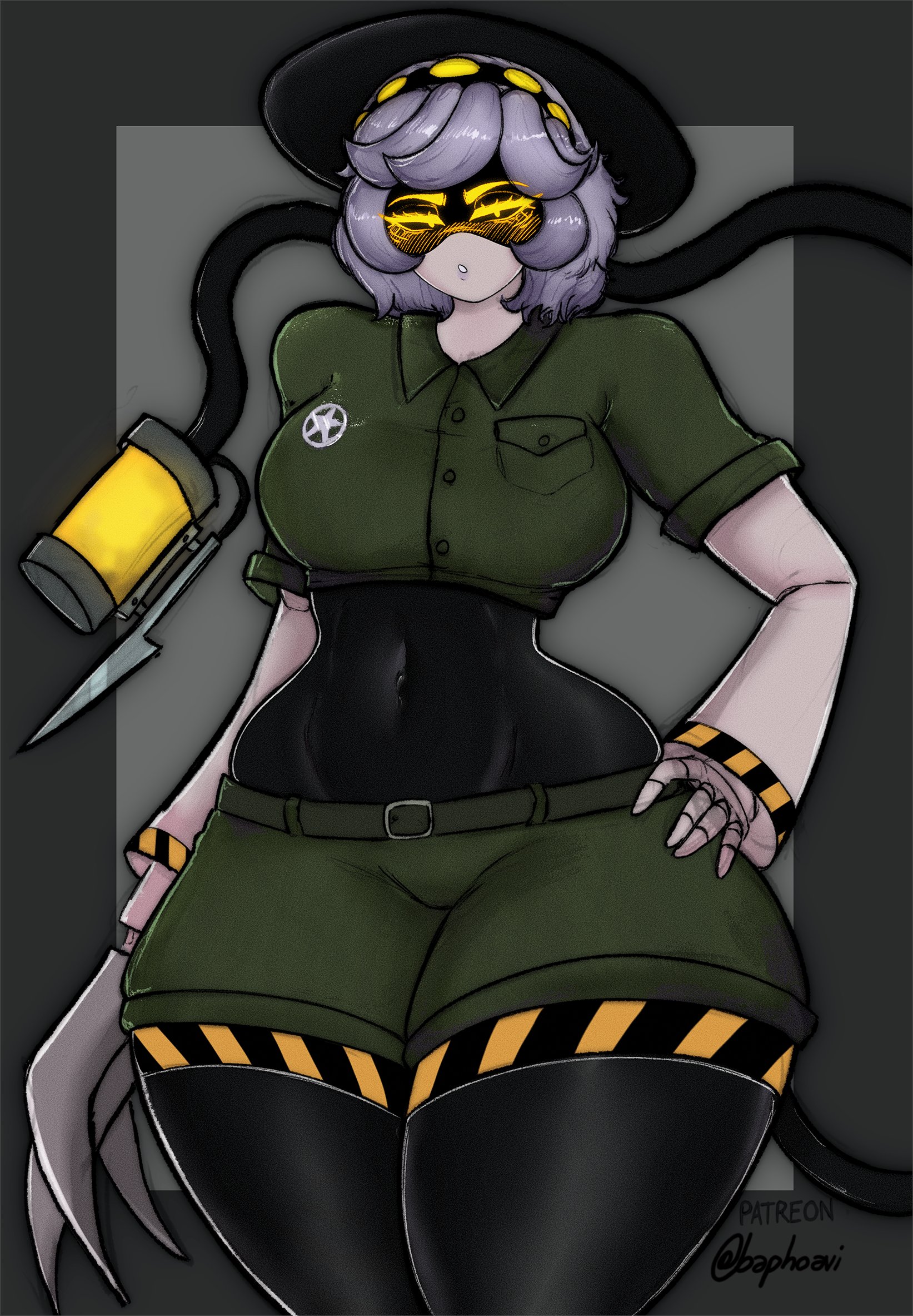 1girls, ass, baphoavi, big ass, big breasts, big thighs, blush, breasts, claws, clothed, clothing, drone, fangs, female, female only, gigantic ass, gigantic thighs, glitch productions, hat, huge ass, huge thighs, kemonomimi, murder drones, no panties, panties, robot, robot girl, short hair, side slit, silver hair, solo, tagme, thick hips, thick thighs, thighs, v (murder drones), white body, white hair, yellow eyes