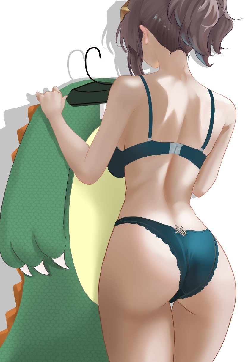 1girls, 2d, 2d (artwork), ass, ass focus, back, back view, big ass, big breasts, big thighs, breasts, brown hair, butt focus, estebaneishon1, female, female only, getting dressed, indie virtual youtuber, light skin, light-skinned female, meica, sexy, short hair, thighs, underwear, virtual youtuber, voluptuous body, voluptuous female, vtuber, vtuberfanart