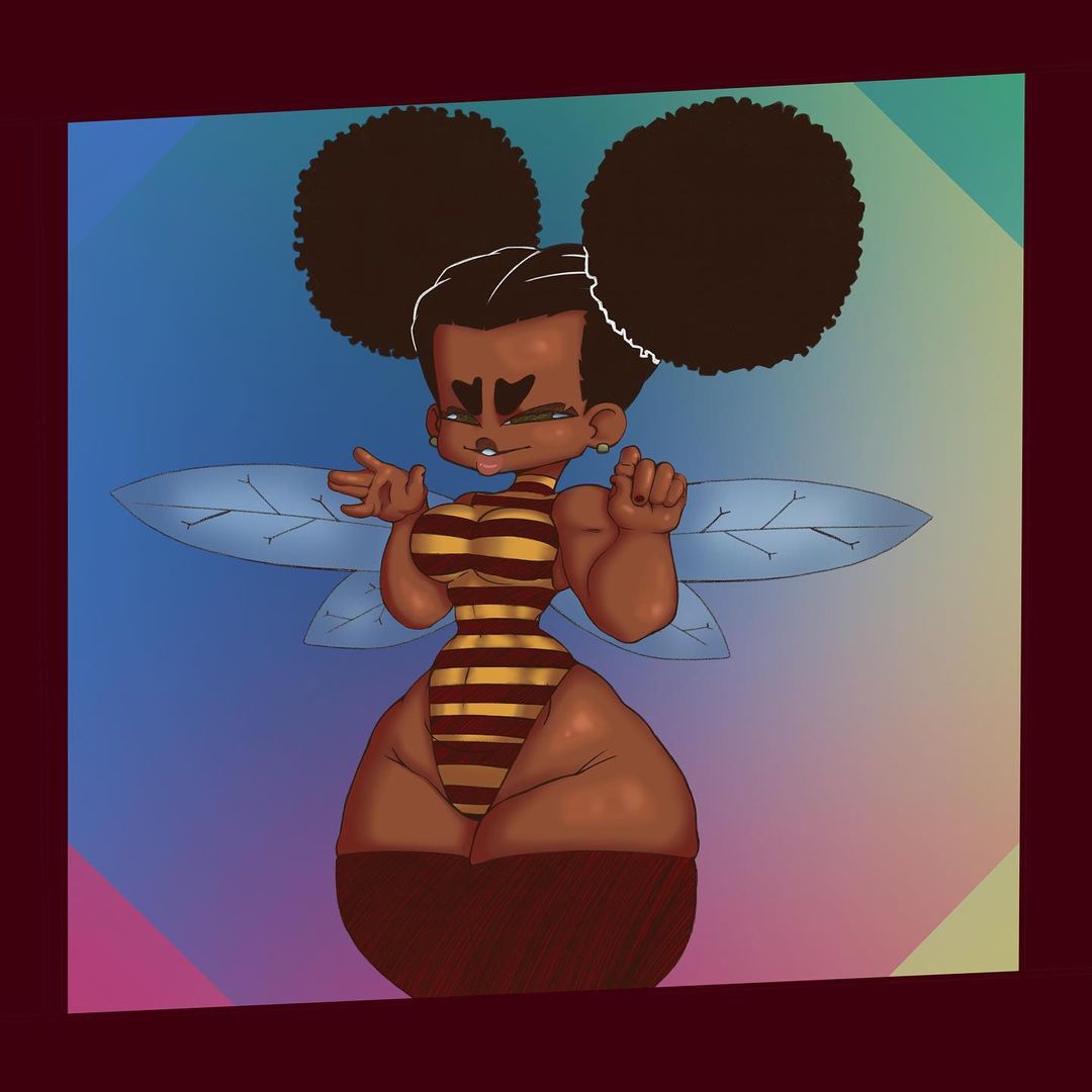 1girls, 2d, afro puffs, bumblebee (dc), clothed, cowboy shot, dc, dc comics, digital media, female, female only, karen beecher, peppyrobo, solo, tagme, teen titans