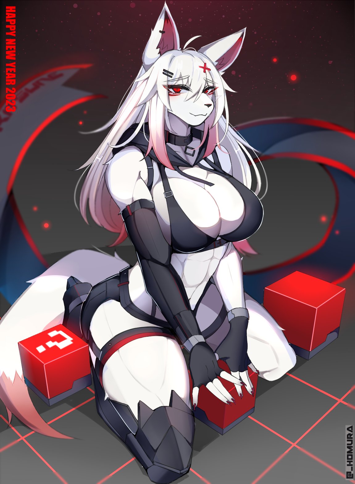 1girls 2022 2d 2d_(artwork) abs anthro armwear athletic athletic_female big_breast big_thighs black_fingernails breasts busty button cleavage dyed_hair female female_focus female_only fingerless_gloves fingernails fit fit_female fluffy_tail fox fox_ears fox_girl fox_tail furry furry_breasts furry_ears furry_female furry_only furry_tail hi_res highres hourglass_figure large_breasts large_thighs muscular muscular_anthro muscular_female muscular_thighs on_knees question_mark red_button red_eyes red_hair rurubii1 smile smiling smiling_at_viewer solo solo_anthro solo_female solo_focus straps tactical_gear thick_thighs thighhighs thighs voluptuous white_body white_fur white_hair