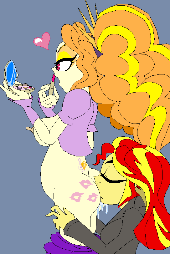 2girls adagio_dazzle anilingus ass breasts compact equestria_girls erect_nipples female friendship_is_magic hasbro kiss_mark kiss_mark_on_butt kissing lipstick lipstick_on_ass my_little_pony pants_down rimming sideboob sunset_shimmer tattoo tramp_stamp tyrranux yuri