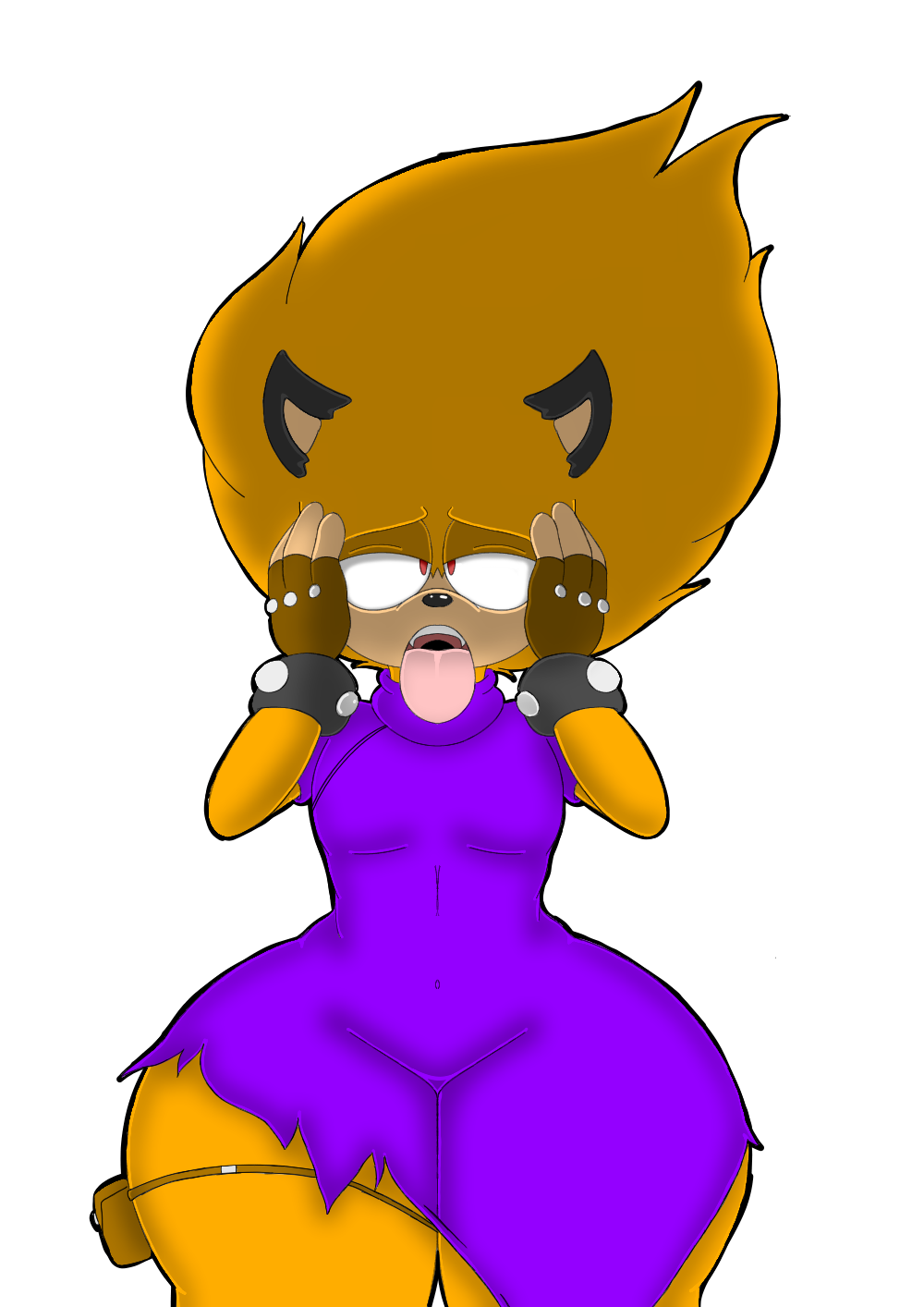 ahe_gao alien anthro anthro_only bedroom_eyes bottom_heavy clothing dafimos_fang fangs femboy feminine_male fingerless_gloves fully_clothed gloves hands_on_face looking_at_viewer lwd_cartoonz male male_only open_mouth orange_fur red_eyes short_sleeves shredded_clothes spiked_bracelet spiky_hair teasing thick thick_hips thick_legs thick_thighs thick_tongue thigh_strap tight_clothing tongue tongue_out wide_hips