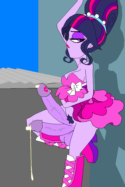 1futa 2_penises balls cum_drip diphallia diphallism dress dumpster equestria_girls friendship_is_magic futanari lipstick lipstick_mark lipstick_on_penis multi_penis multicolored_hair my_little_pony penis pink precum presenting_penis pubic_hair purple_body purple_penis purple_skin sci-twi seductive_look tyrranux upskirt