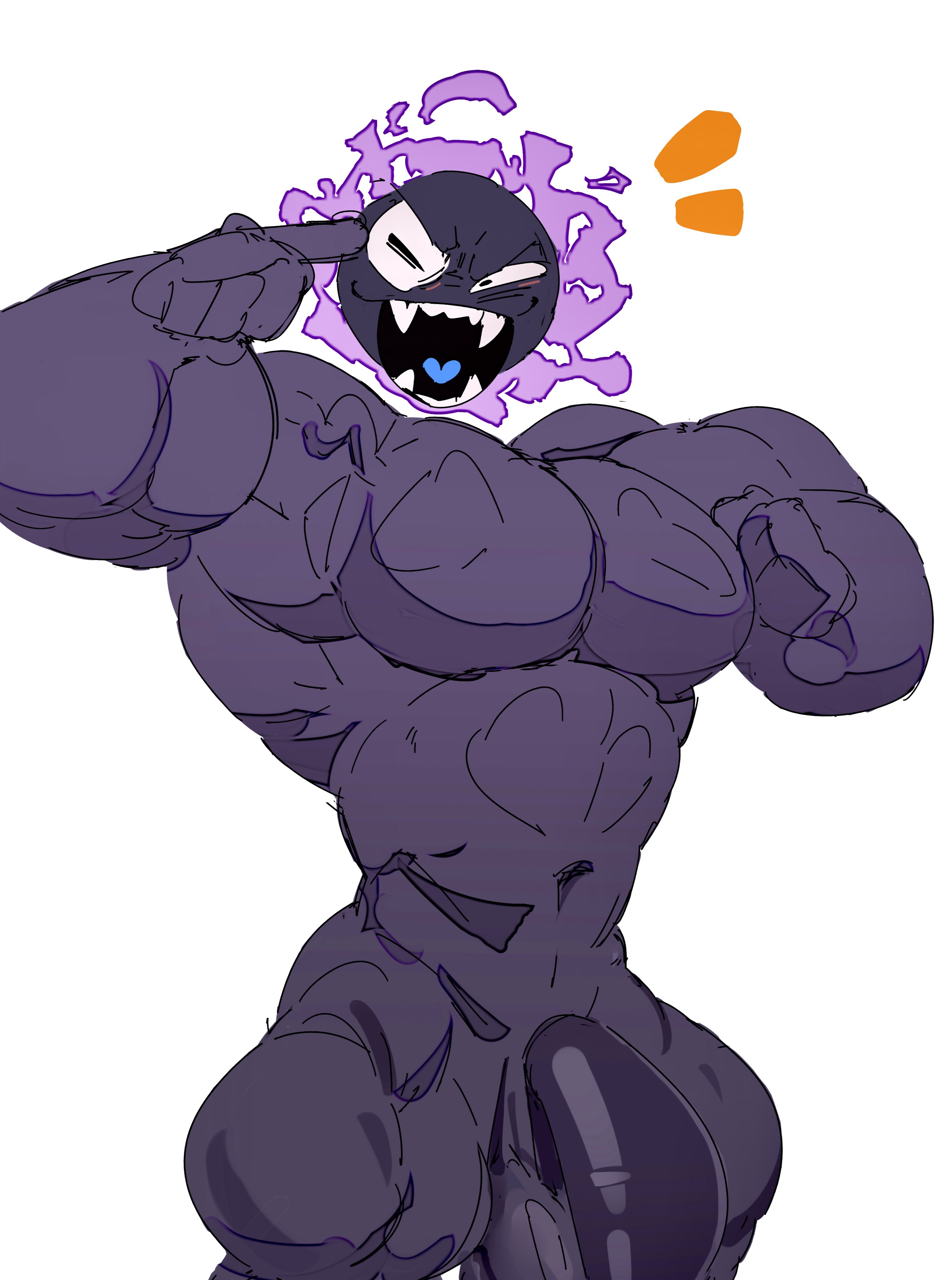 akachionmain, anthro, balls, bara, big balls, big penis, flaccid, furry, gastly, gay, ghost, male, male only, muscles, muscular, nintendo, nude, penis, pokemon, solo, solo male, yaoi