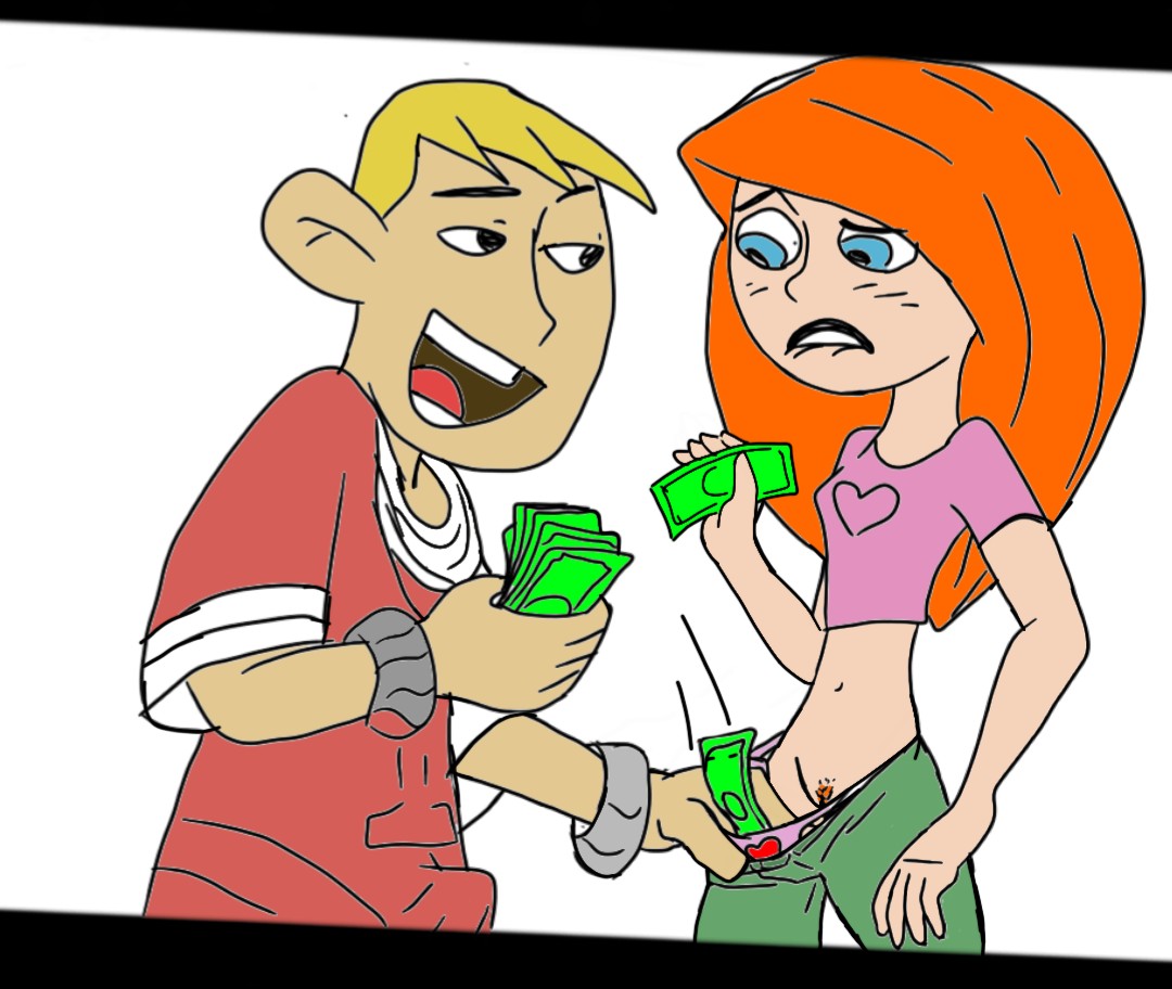 1boy 1girls clothed female human kim_possible kimberly_ann_possible male money money_in_underwear money_under_clothes panties panties_pull prostitution pubic_hair pussy ron_stoppable standing sunnie