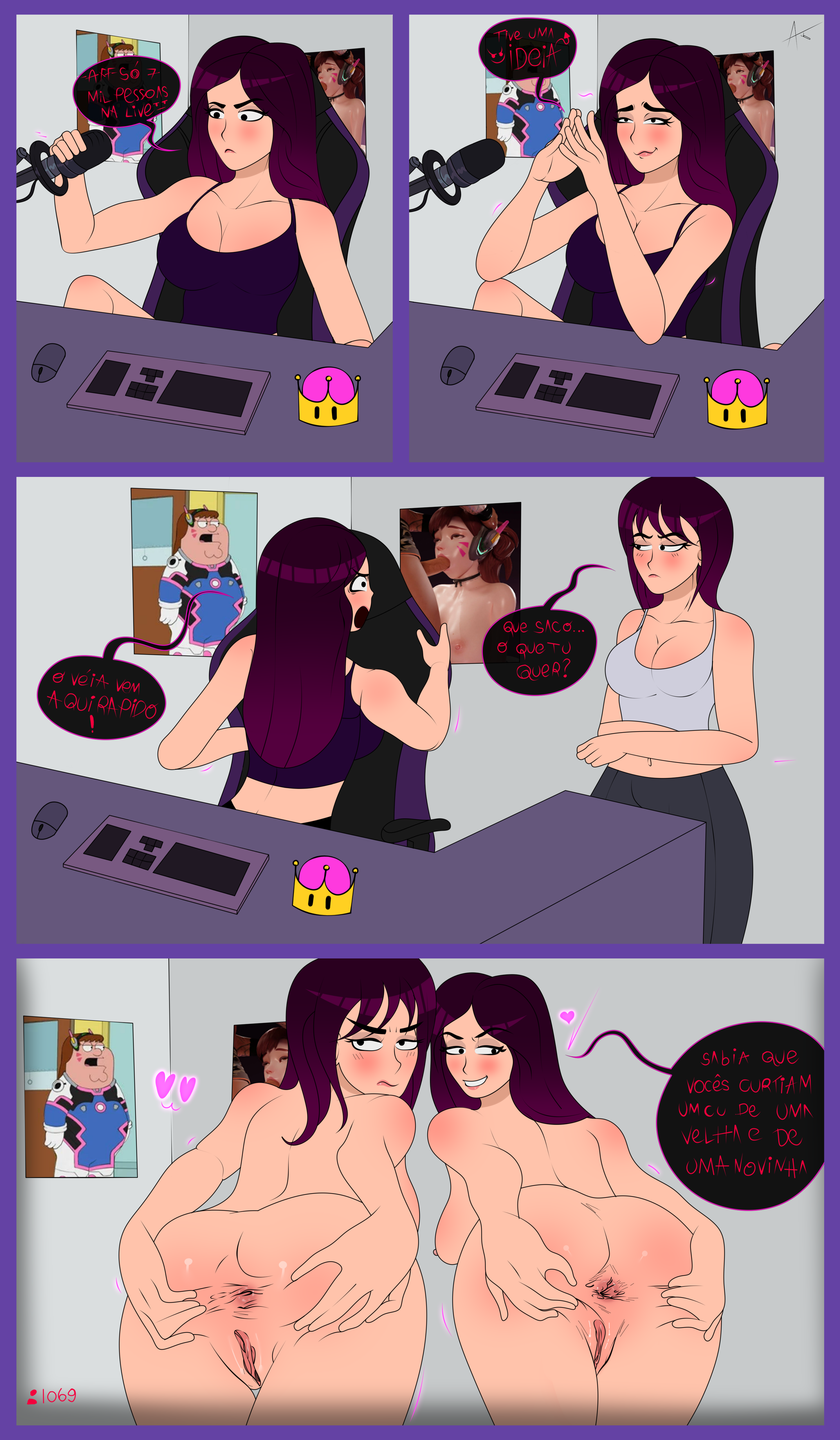 2girls, blushing at viewer, breasts, exposed ass, exposed breasts, exposed pussy, female, female only, incest, long hair, looking back, milf, mommy, mother and daughter, multiple females, multiple girls, nude, oc, peanony, presenting, presenting pussy, purple hair, pussy, sex, shadman homage, spread anus, spread pussy, streaming, tagme, thin arms, thin female, thin waist, translation request, unhappy female