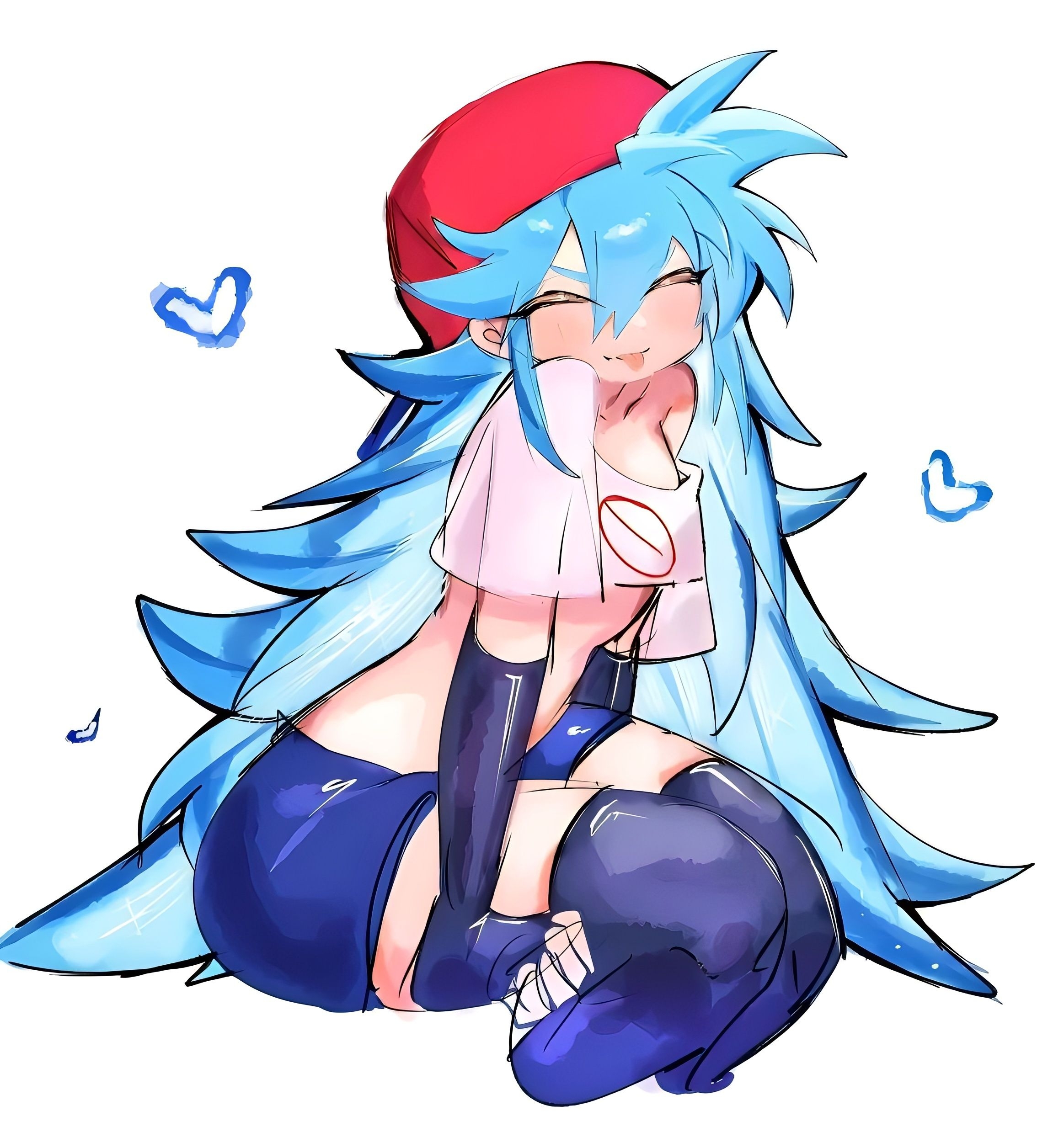 boyfriend (friday night funkin), crop top, cute, female, female boyfriend (friday night funkin), friday night funkin, gloves, rule 63, shorts, tagme, thighhighs, usa37107692
