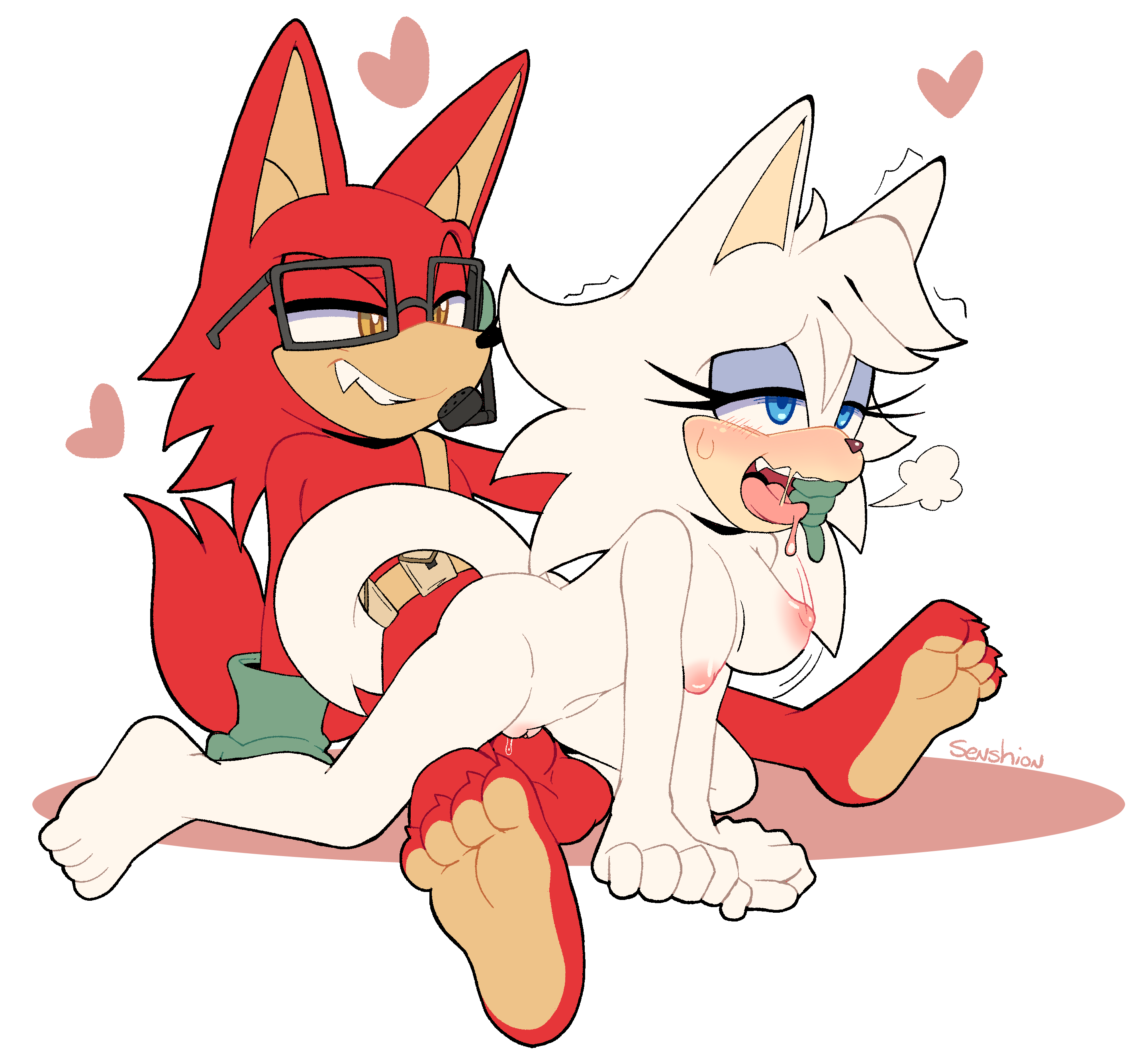 2023, absurd res, ahe gao, anthro, anthro on anthro, anthro penetrated, anthro penetrating, anthro penetrating anthro, areola, balls, barefoot, blue eyes, bodily fluids, bottomless, breasts, canid, canine, canis, clothed, clothing, duo, eyeshadow, eyewear, fan character, feet, female, female penetrated, fur, gadget the wolf, genital fluids, genitals, glasses, gloves, handwear, heart, hi res, looking pleasured, makeup, male, male penetrating, male penetrating female, male/female, mammal, mobian (species), multicolored body, nipples, nude, oc, open mouth, open smile, original character, penetration, penile, penile penetration, penis, penis in pussy, pussy, pussy juice, red body, red fur, sega, senshion, sex, simple background, smile, soles, sonic (series), sonic forces, sonic oc, sonic the hedgehog (series), tan body, tongue, tongue out, two-tone body, vaginal penetration, white body, white fur, wolf, yellow eyes