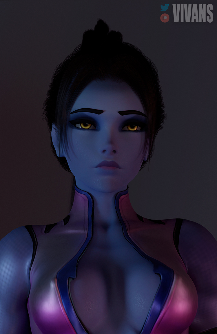 1girls 3d alternate_hairstyle amelie_lacroix blender blizzard_entertainment blue_body blue_skin bodysuit breasts female female_only looking_away overwatch solo vivans widowmaker yellow_eyes