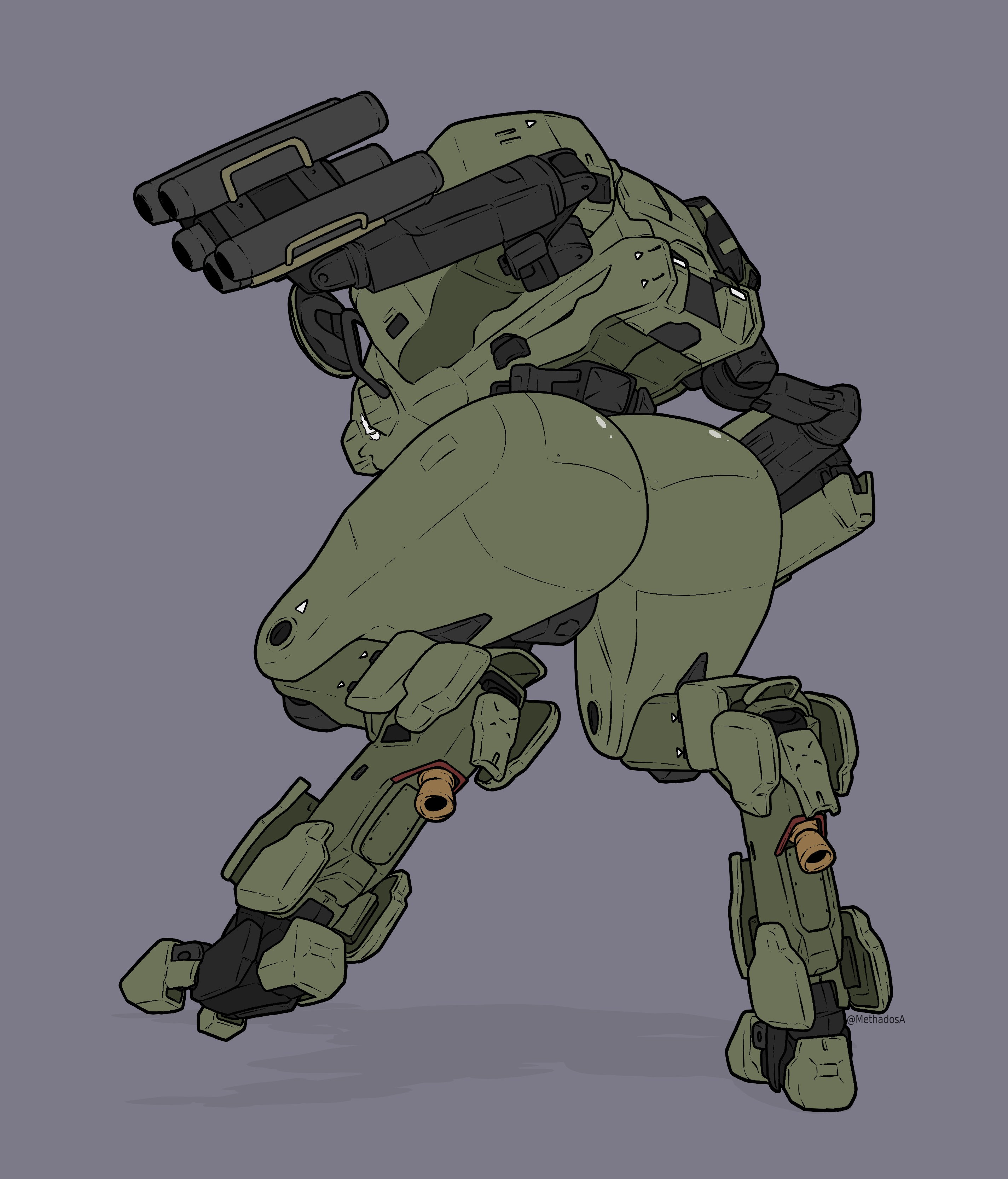 ass, halo (series), hips, hrunting/yggdrasil mark ix mantis, large ass, mantis (halo), mecha, mecha focus, mecha girl, methados, robot, simple background, thick thighs, thighs, wide hips