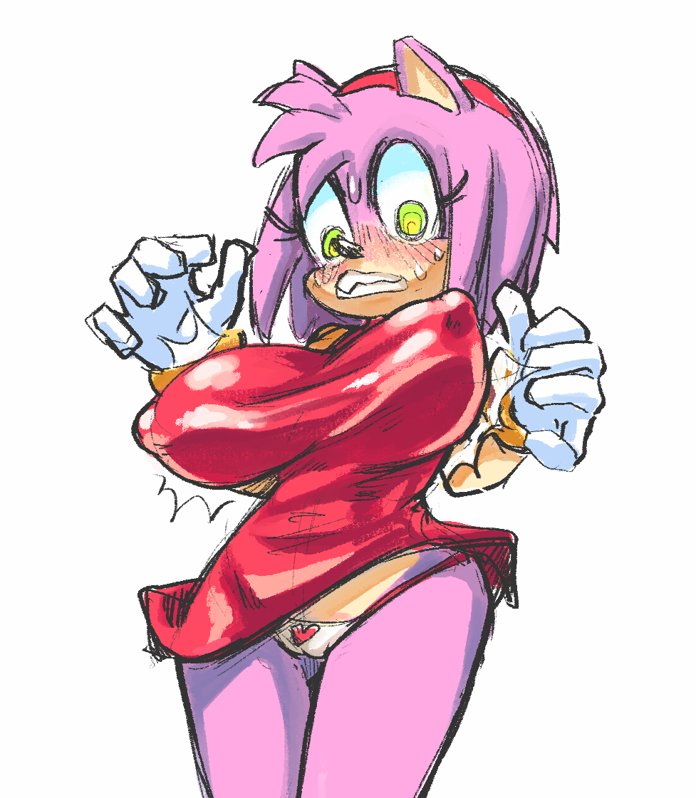 amy rose, box chan, female, inconvenient breasts, sega, sonic (series)