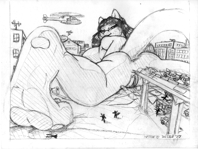 1990s 1997 20th_century anthro anus ass breasts chelisse city feline female fur furry giantess helicopter macro on_stomach pussy raised_tail tail what wolfkidd