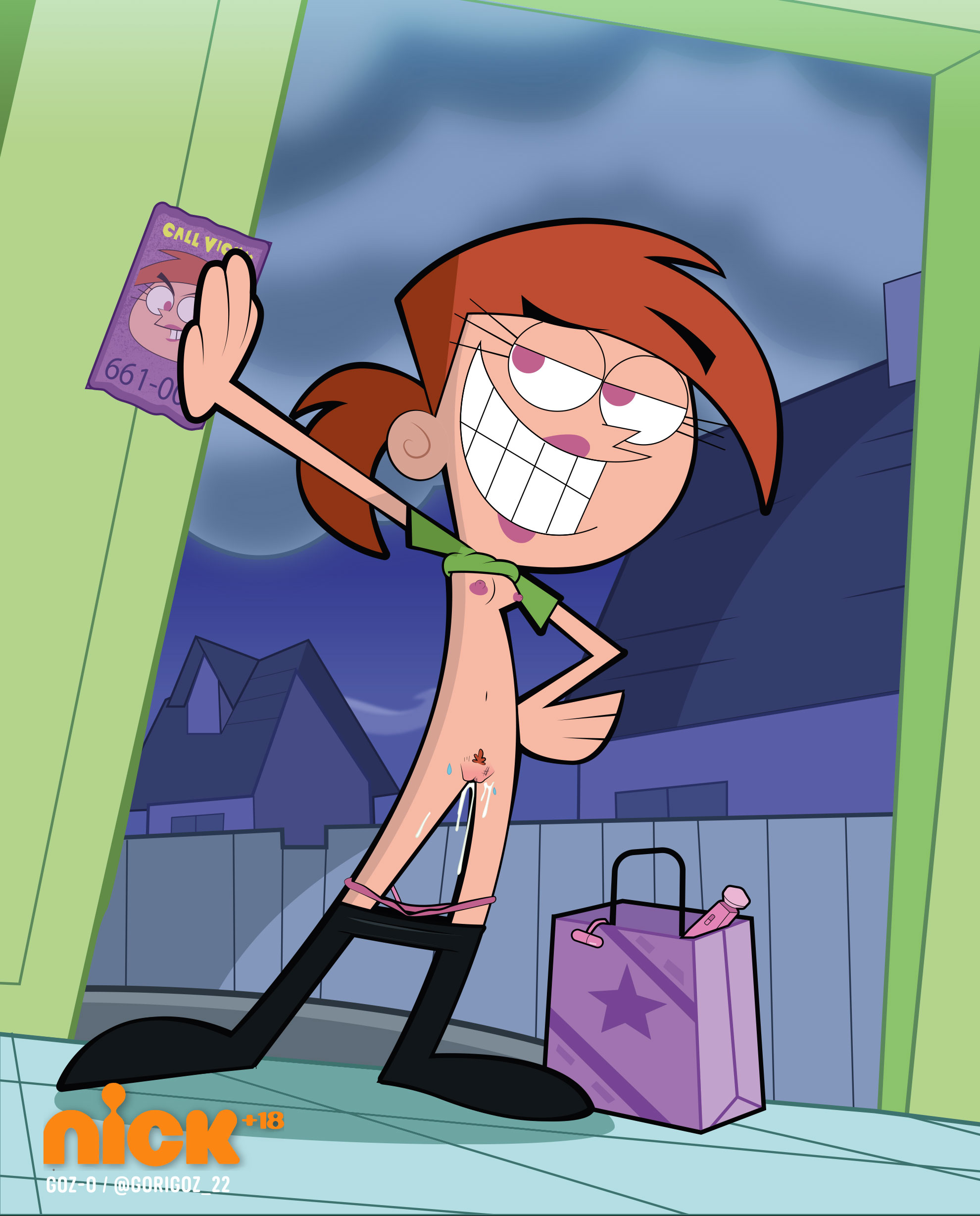 1girls, accurate art style, after sex, arm up, bag, black pants, black pantyhose, breasts, brown hair, capelet, cleft of venus, clothes lift, clothes pull, cloud, condom, condom box, cum, cum in pussy, cumdrip, door, doorway, english text, exhibitionism, female, female pubic hair, flat chest, freckles, gosgoz, green capelet, green shirt, grin, half-closed eyes, hand on own hip, happy, holding, holding bag, house, indoors, lipstick, makeup, navel, night, night sky, nipples, open door, orange hair, outdoors, panties, pants, pants pull, panty pull, pantyhose, pantyhose pull, pink eyes, pink lips, pink panties, ponytail, prostitution, pubic hair, public indecency, pussy, pussy juice, pussy juice trail, red eyes, red hair, remote control vibrator, sex toy, shirt, shirt lift, short hair, short ponytail, short sleeves, sky, small breasts, smile, solo, sparse pubic hair, standing, star (symbol), stomach, teeth, the fairly oddparents, tile floor, tiles, underwear, vagina, vibrator, vicky (fairly odd parents), window