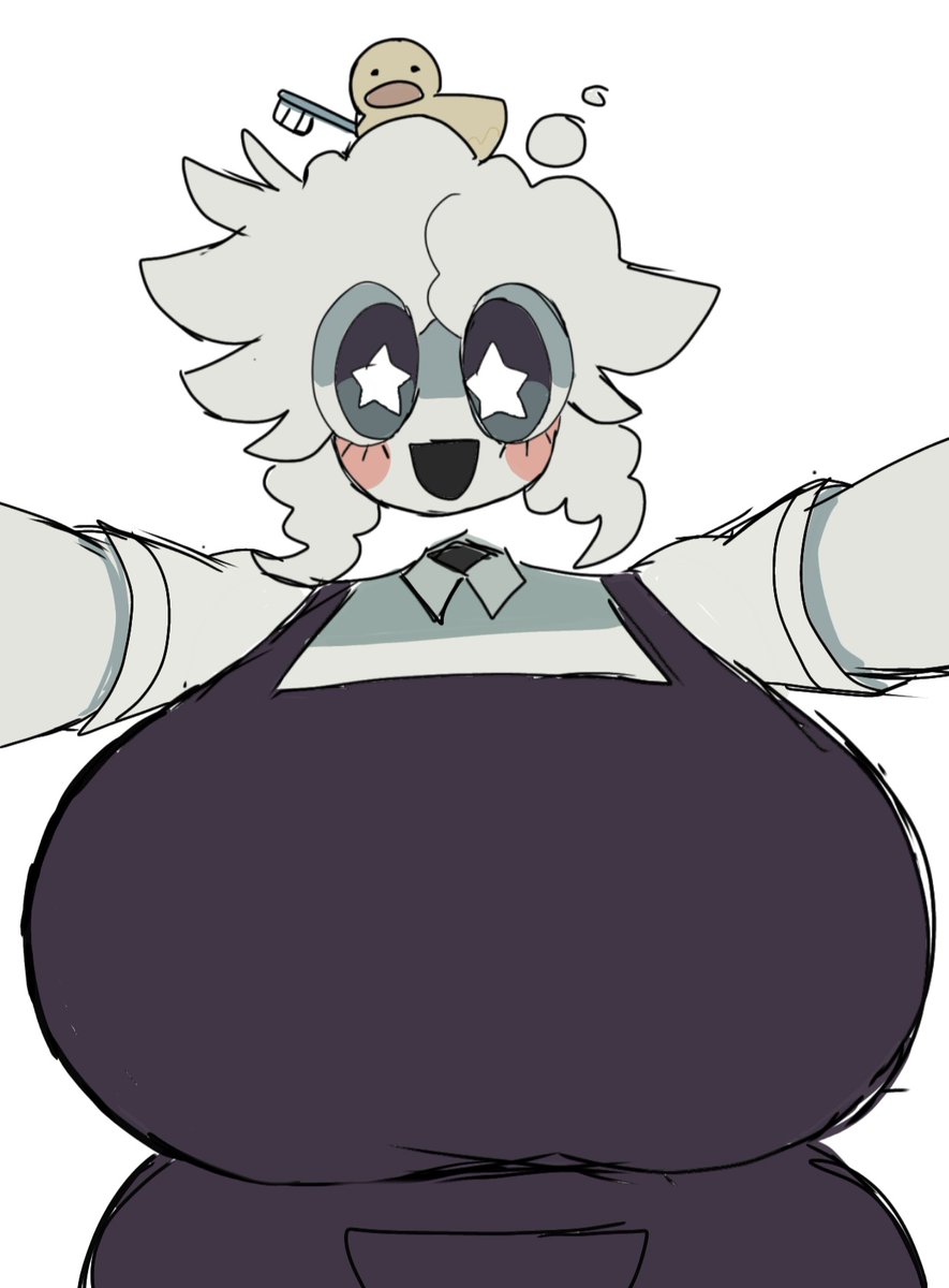 1girls, big breasts, breasts, bubble (fundamental paper education), clothed, clothing, duck, eyelashes, female, fully clothed, fundamental paper education, grabbing viewer, huge breasts, large breasts, looking at viewer, momiji (artist), pov, short hair, star eyes, tagme, toothbrush