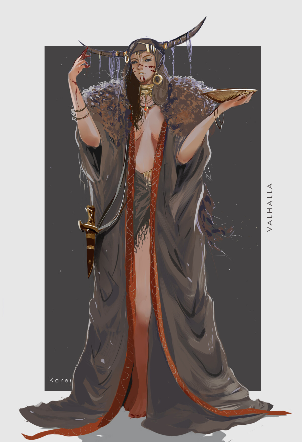 1girls, 2d, 2d (artwork), 2d artwork, assassin's creed (series), assassin's creed valhalla, breasts, cleavage, clothed, digital drawing (artwork), digital media, digital media (artwork), face markings, facial markings, female, female human, human shaman, jewelry, karere, necklace, nordic, nordic female, norse, norse pagan, norse seidr, norse shaman, norse woman, pagan, paganism, seer, sexy, shaman, shamaness, shamanic, tattoo, tattoo on face, tribal, tribal clothing, tribal female, tribal headdress, tribal jewelry, tribal markings, tribal necklace, tribal outfit, tribal paint, ubisoft, valhalla, valka the seer, video game, video game character, video game franchise, video games, viking, viking female