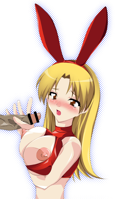 animal_ear blush breasts bunny_girl bunnysuit censored large_breasts nipples penis rio_-rainbow_gate!- super_blackjack tiffany_abbott