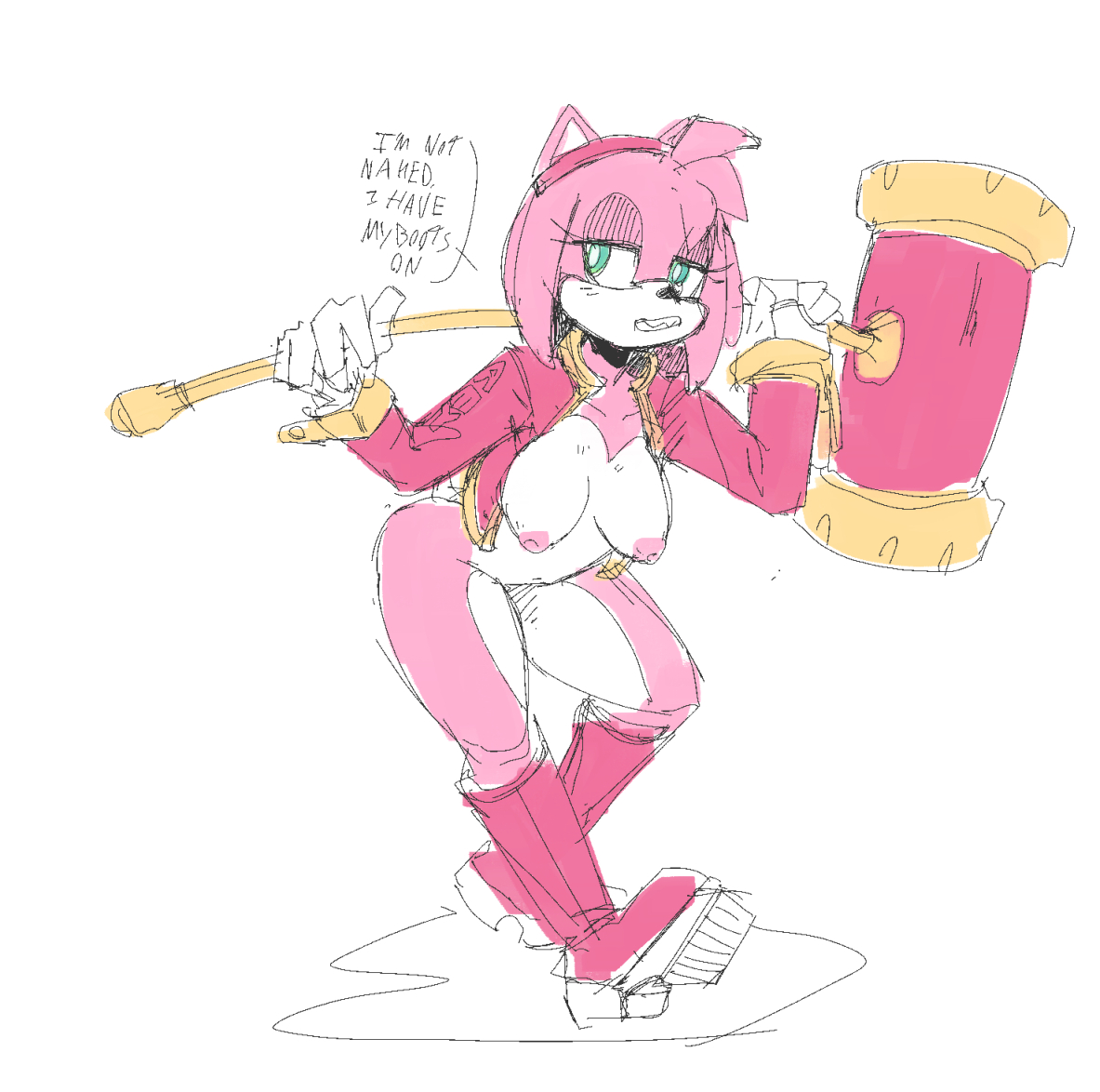amy rose, box chan, breasts, female, sega, sonic (series)