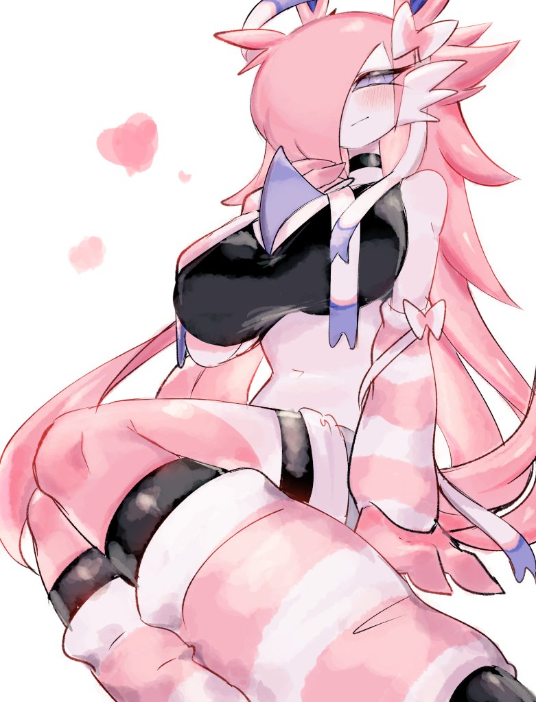 anthro, anthrofied, big breasts, breasts, clothing, eeveelution, female, female only, furry, gardevoir, nintendo, pokemon, pokemon (species), pokemon fusion, solo, sylveon, thick thighs, usa37107692, wide hips